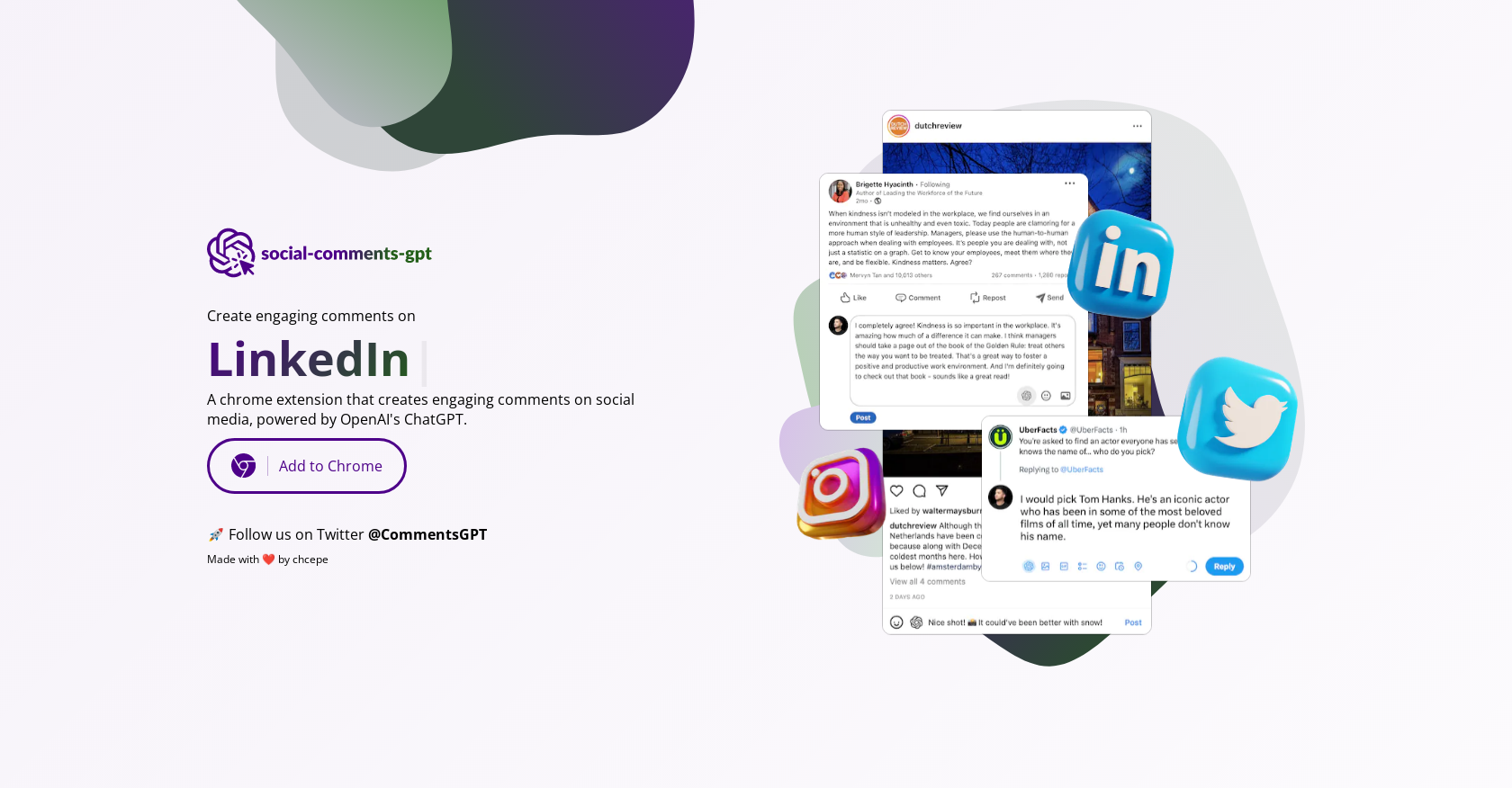 Social Comments GPT - Screenshot showing the interface and features of this AI tool