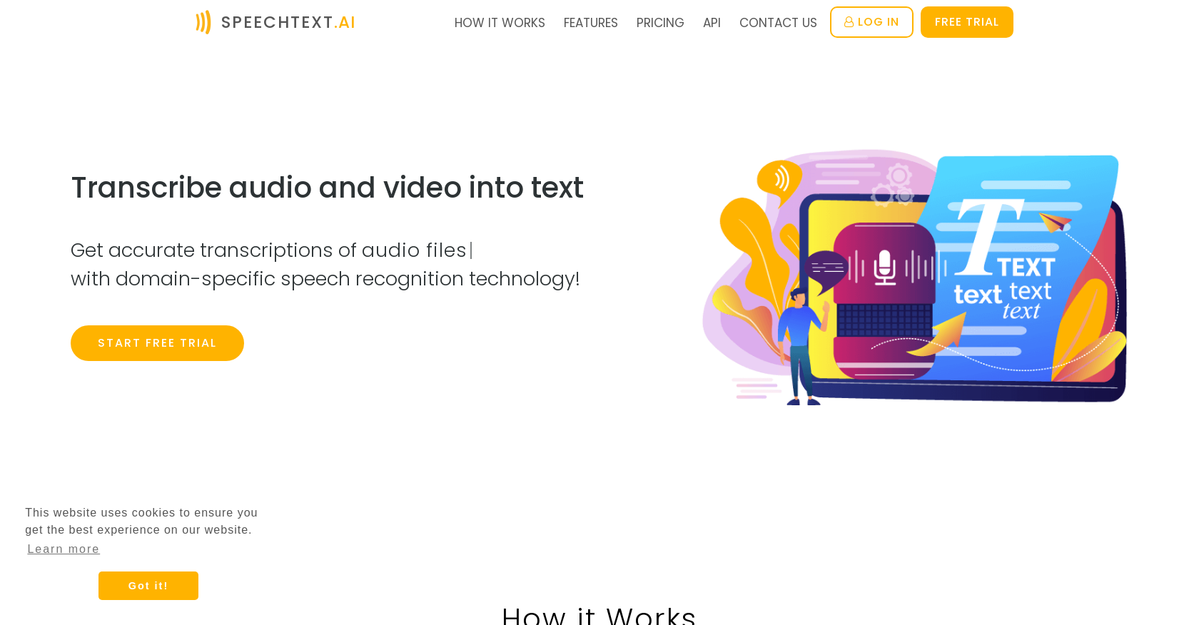 SpeechText - Screenshot showing the interface and features of this AI tool