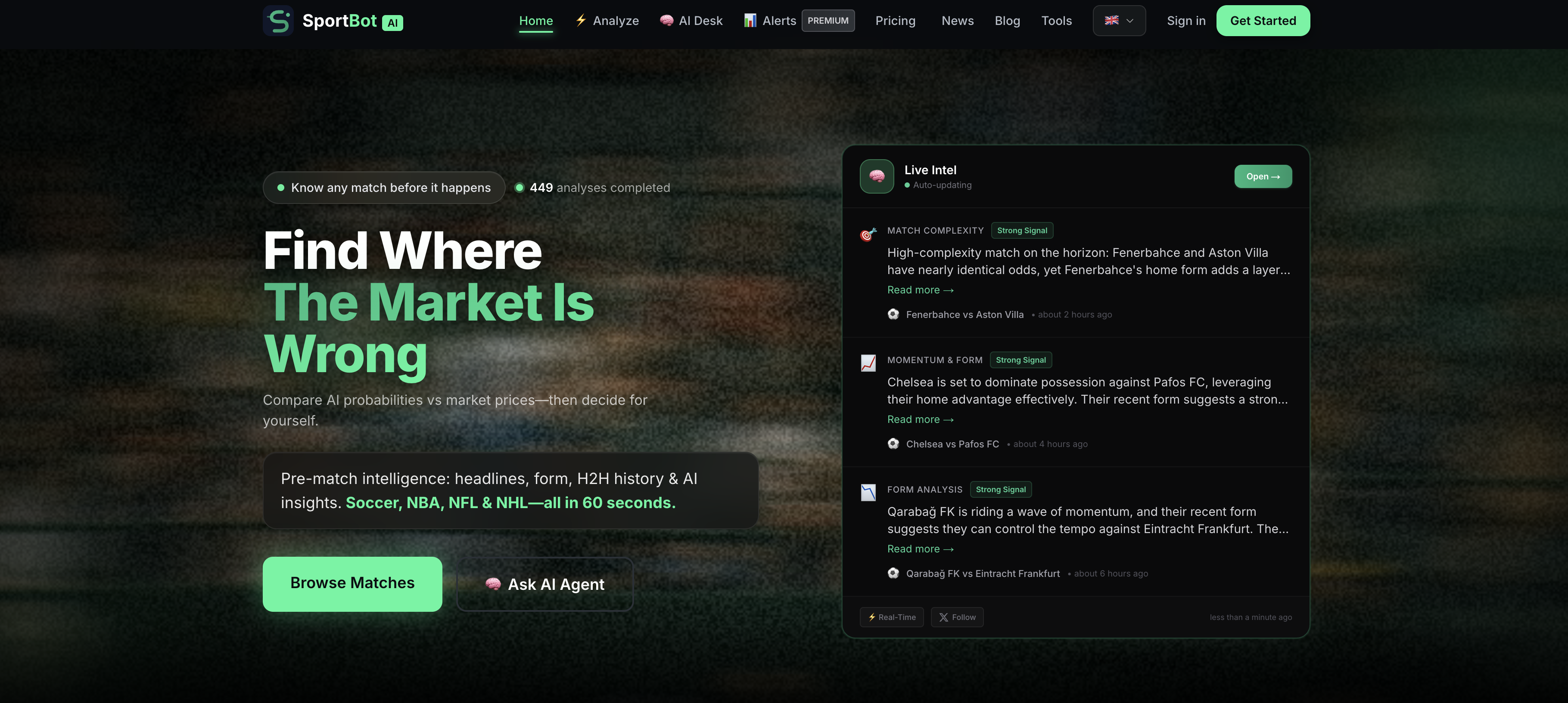 SportBot AI - Screenshot showing the interface and features of this AI tool