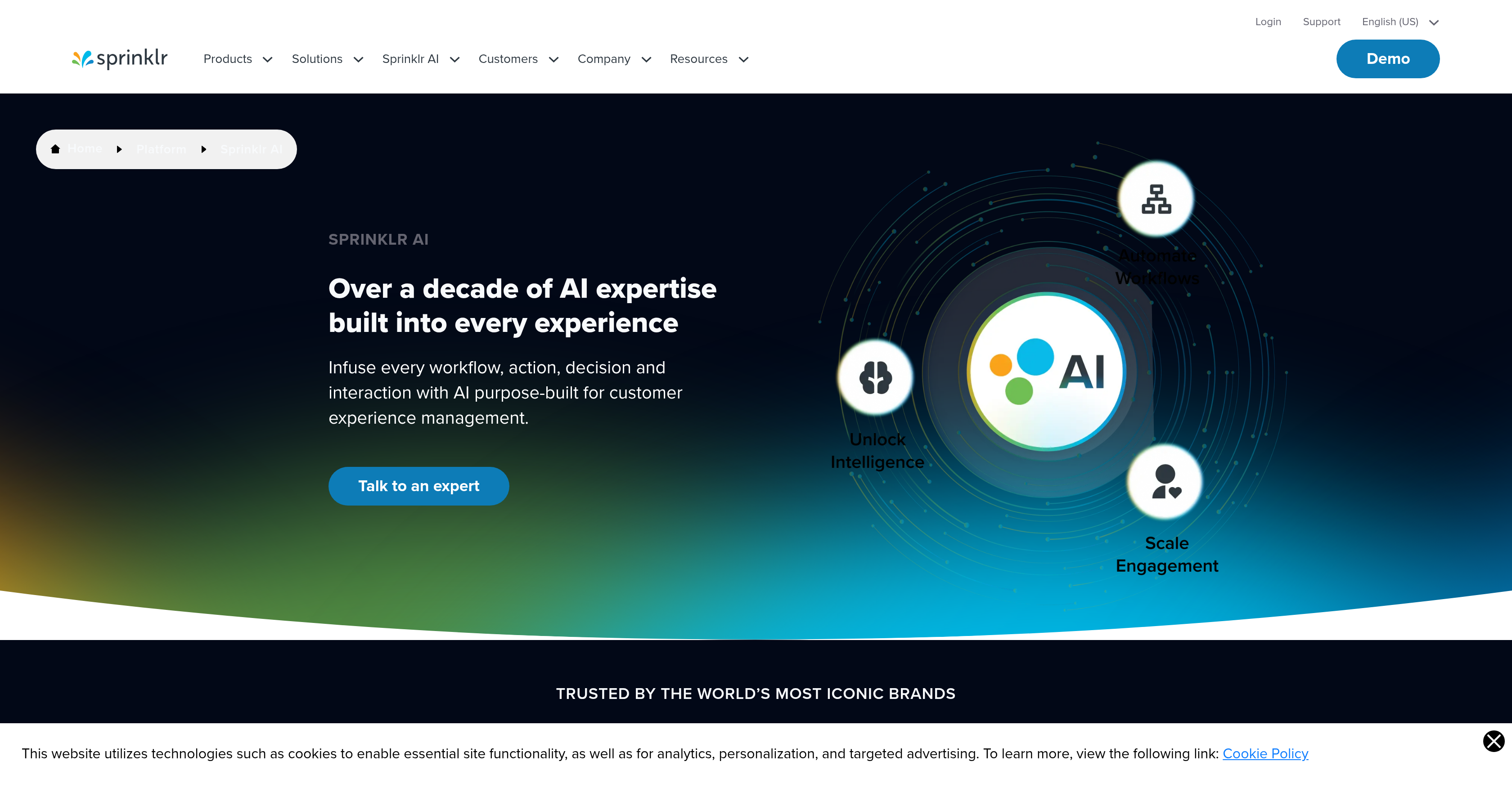 Sprinklr AI - Screenshot showing the interface and features of this AI tool