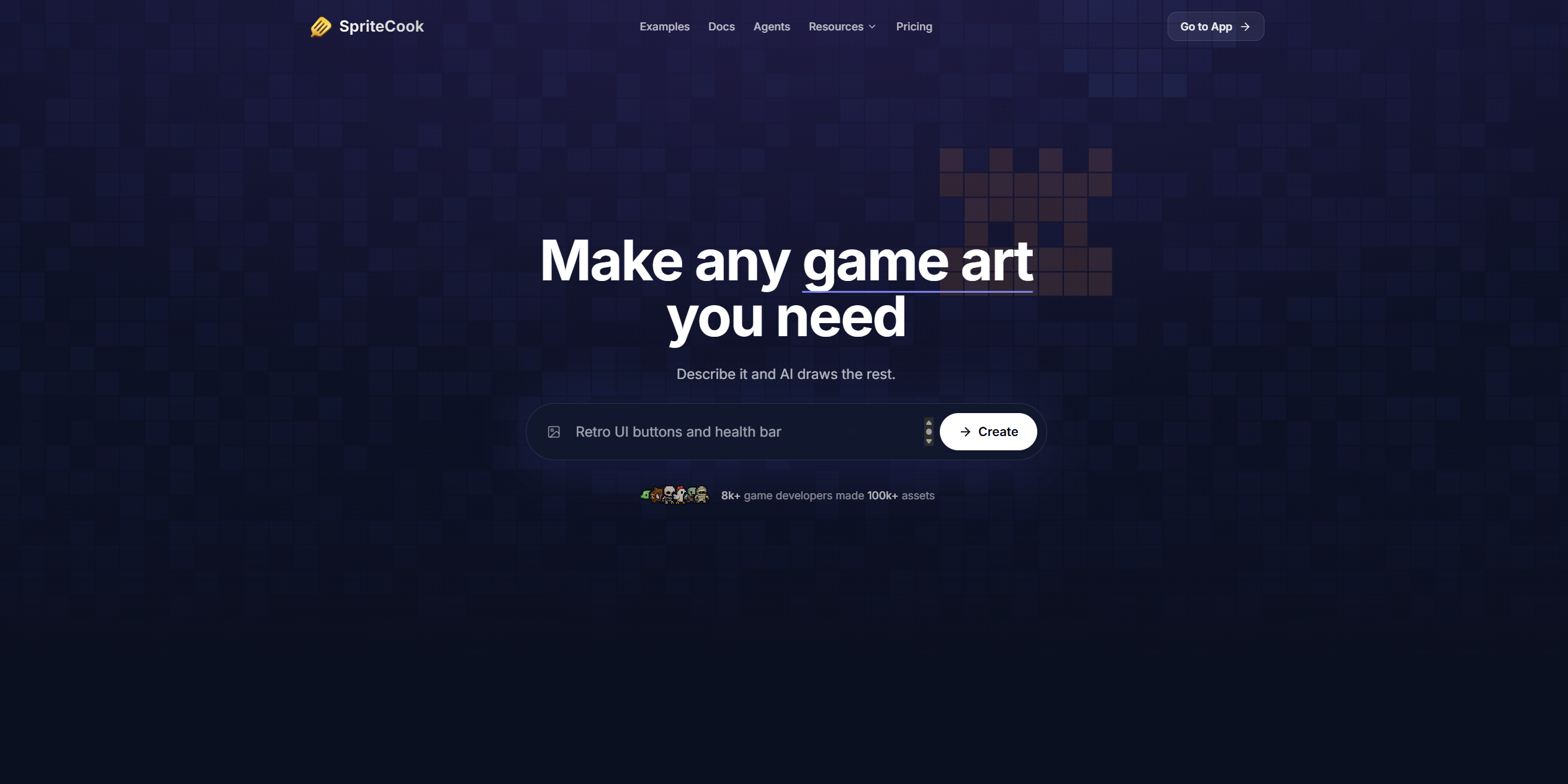 SpriteCook - Screenshot showing the interface and features of this AI tool
