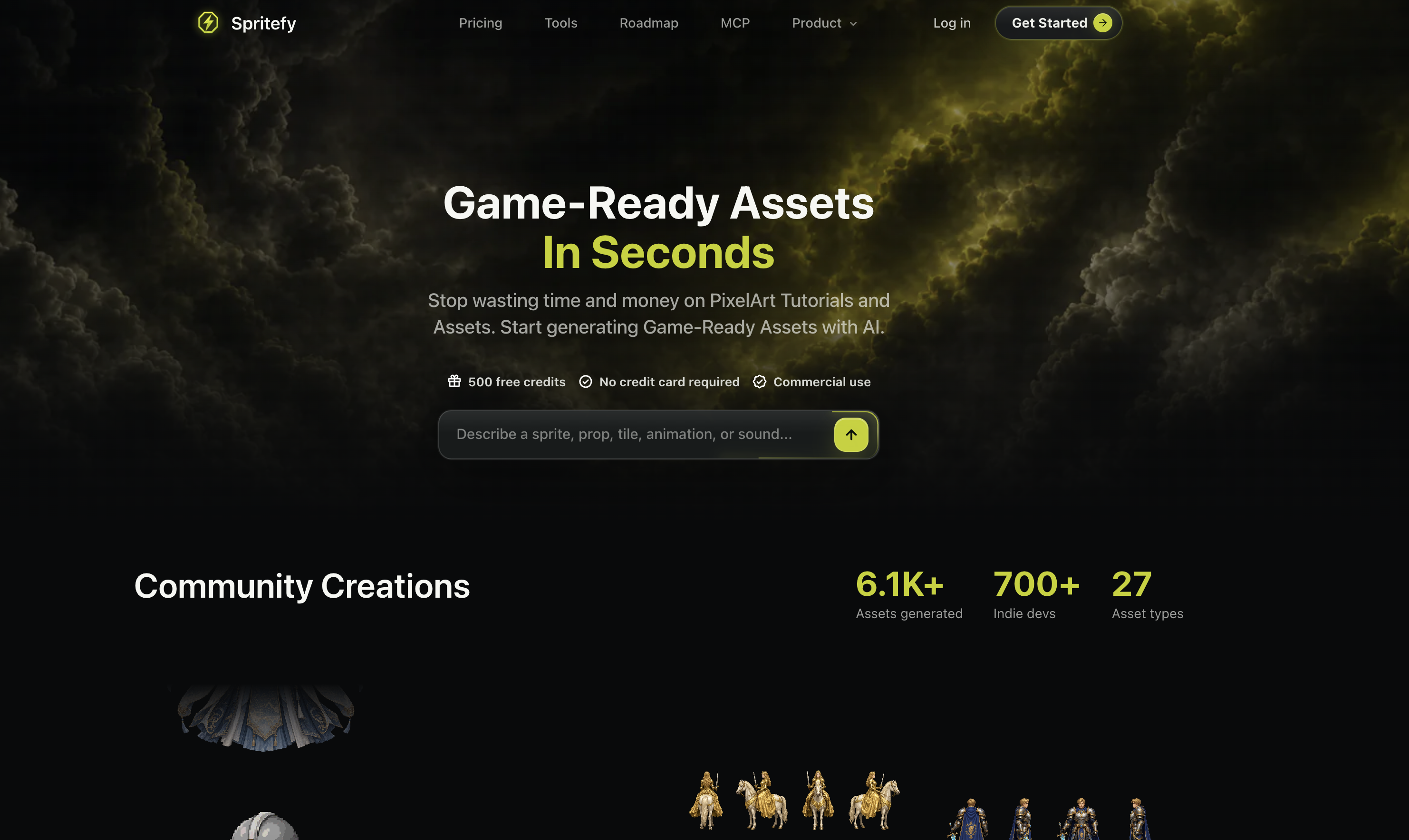 Spritefy - Screenshot showing the interface and features of this AI tool