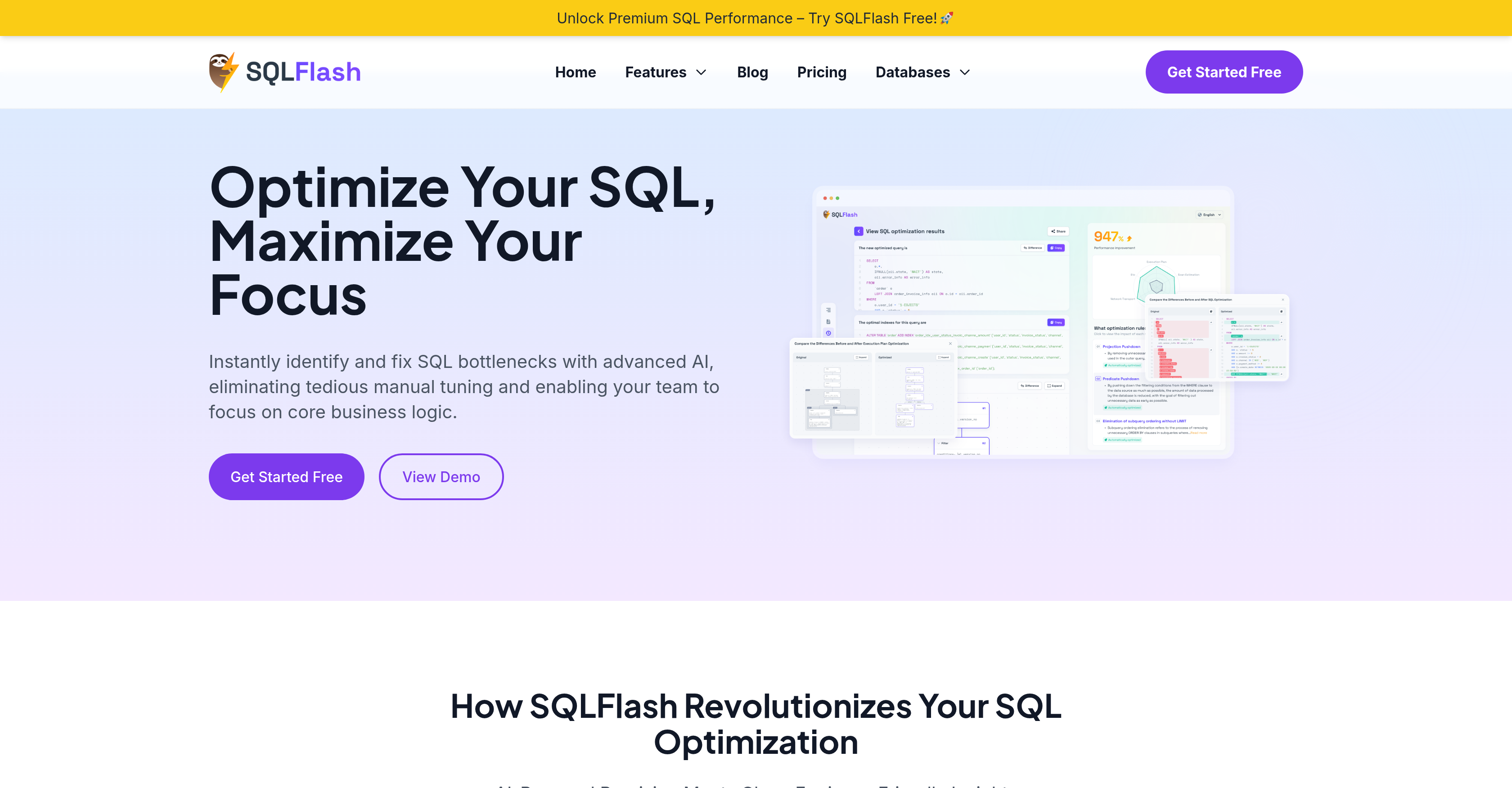 SQLFlash - Screenshot showing the interface and features of this AI tool