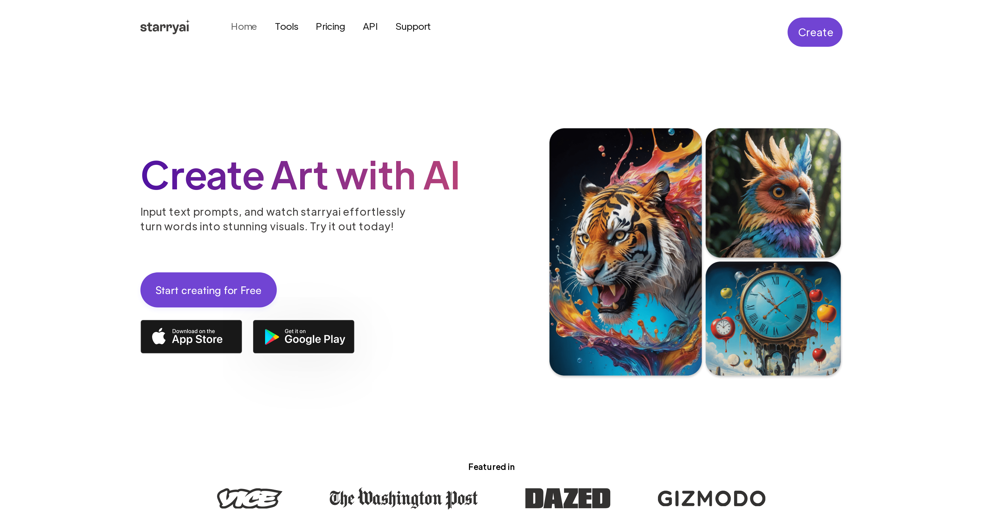 starryai - Screenshot showing the interface and features of this AI tool