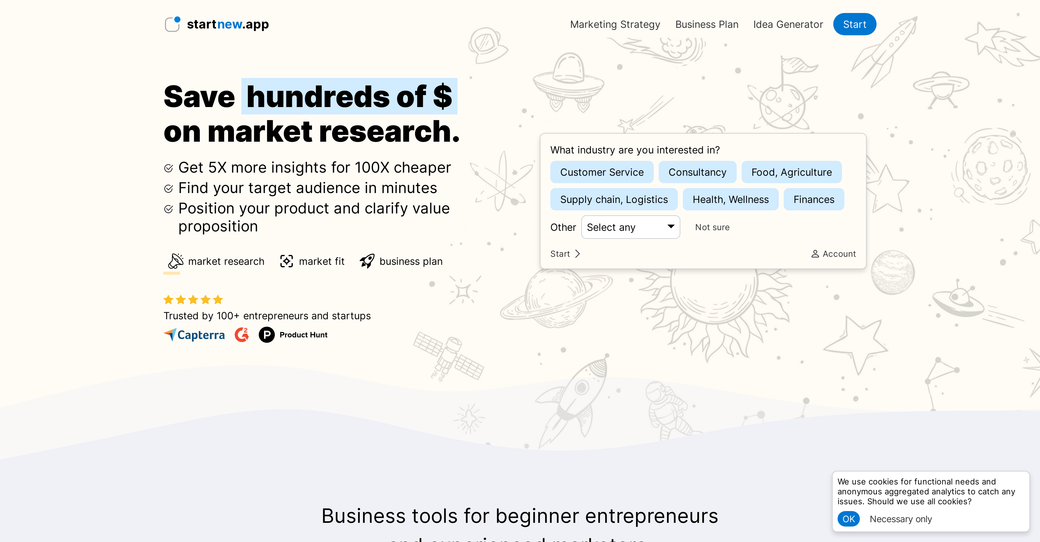 StartNew - Screenshot showing the interface and features of this AI tool