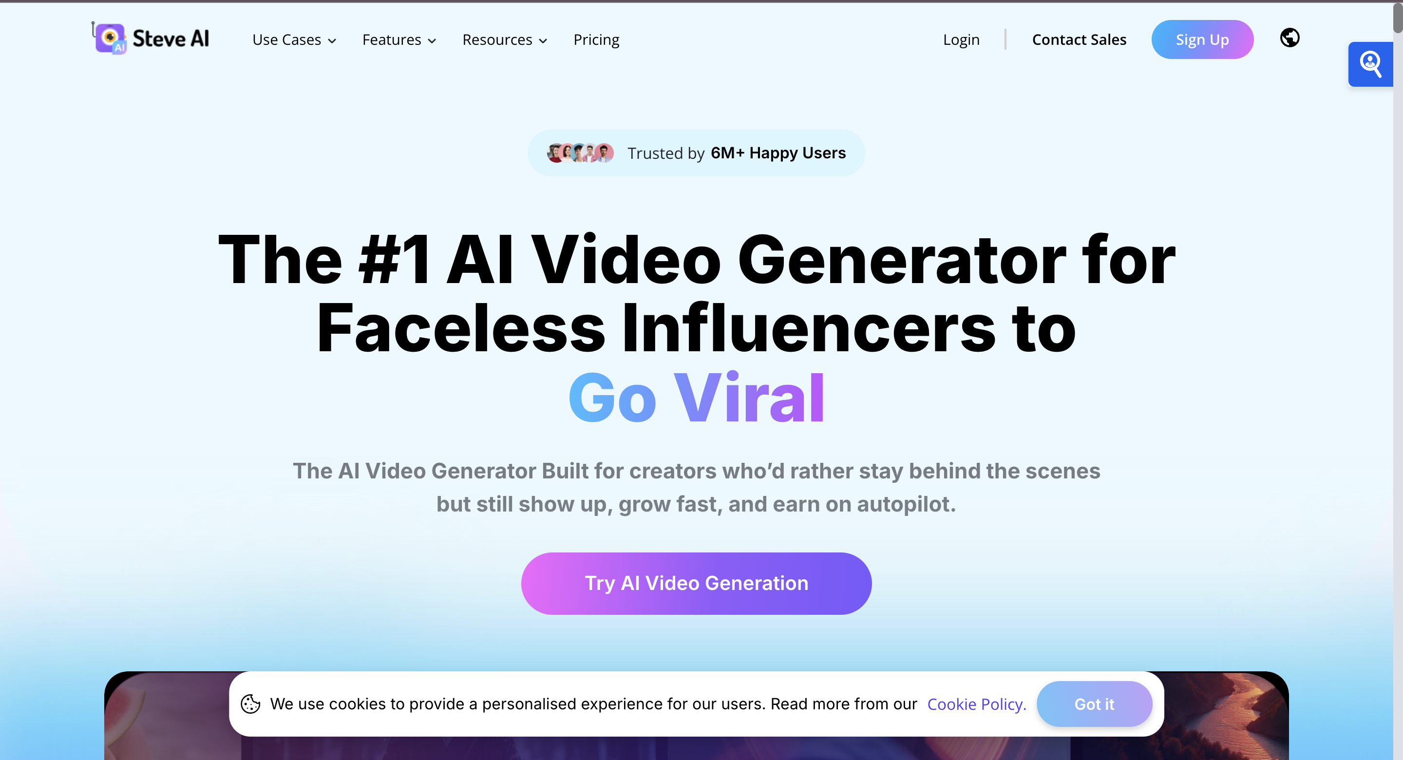 Steve AI - Screenshot showing the interface and features of this AI tool