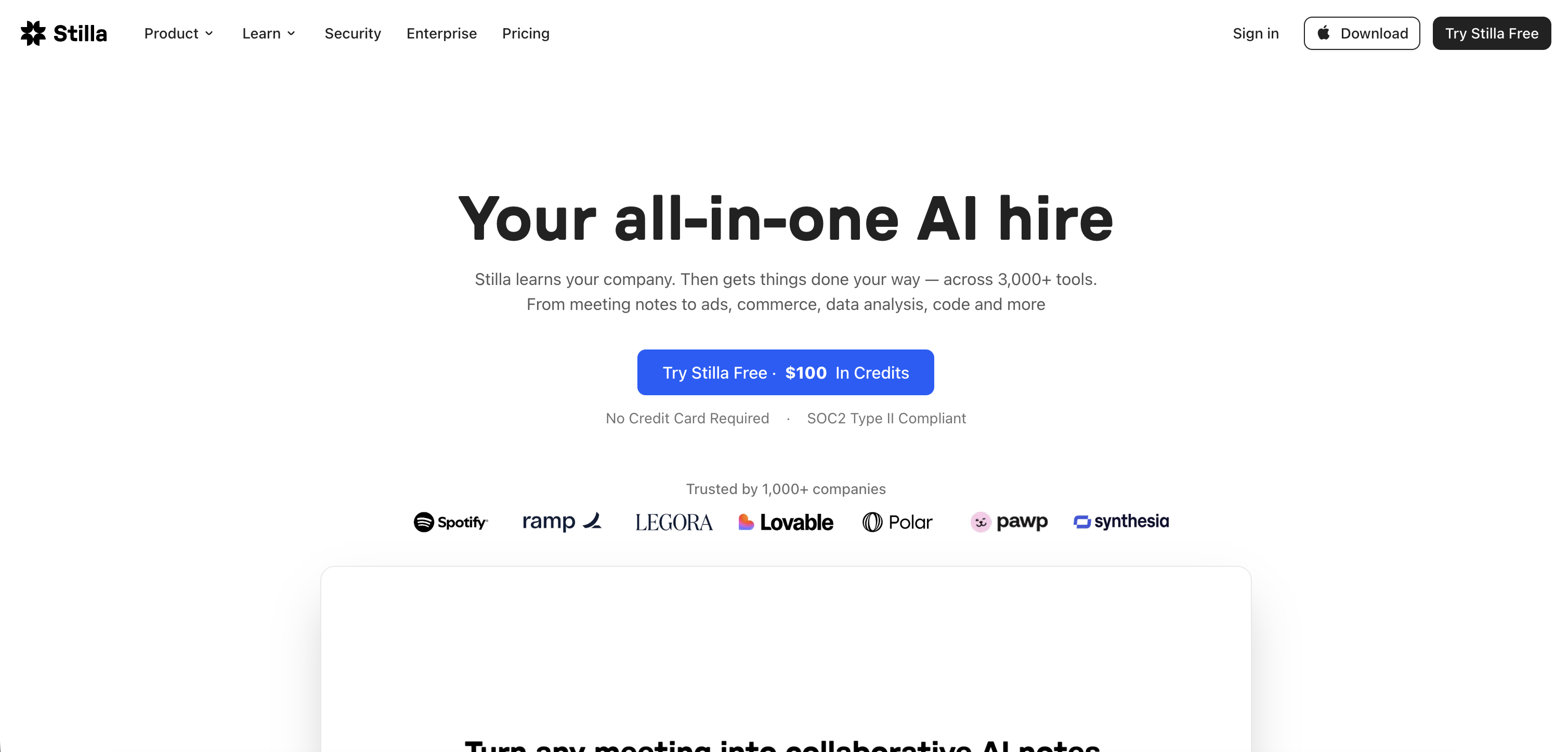 Stilla - Screenshot showing the interface and features of this AI tool