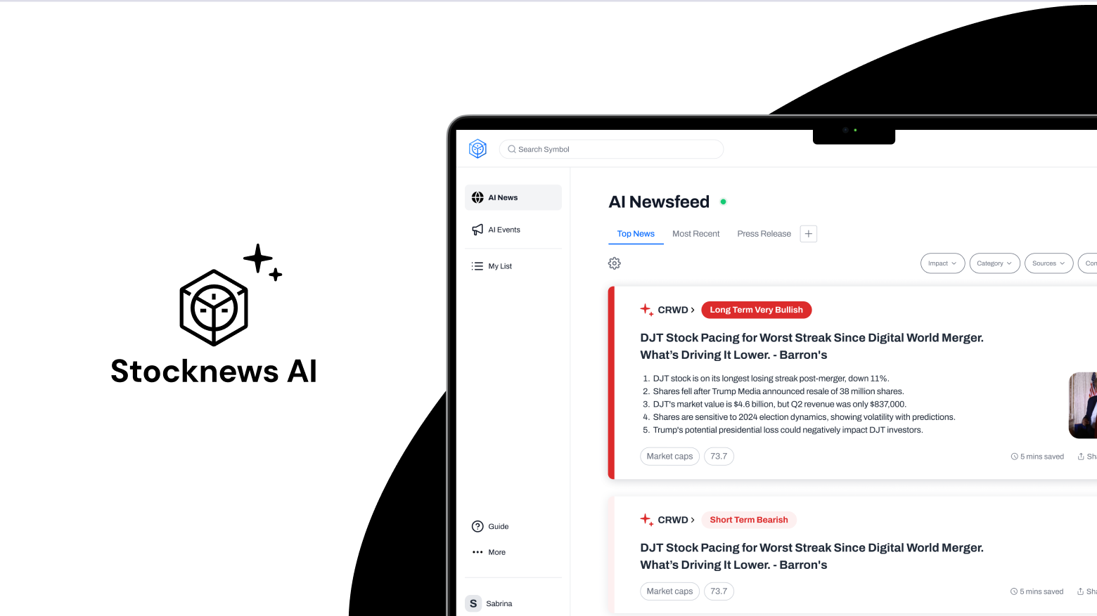 StockNewsAIv1.5 - Screenshot showing the interface and features of this AI tool