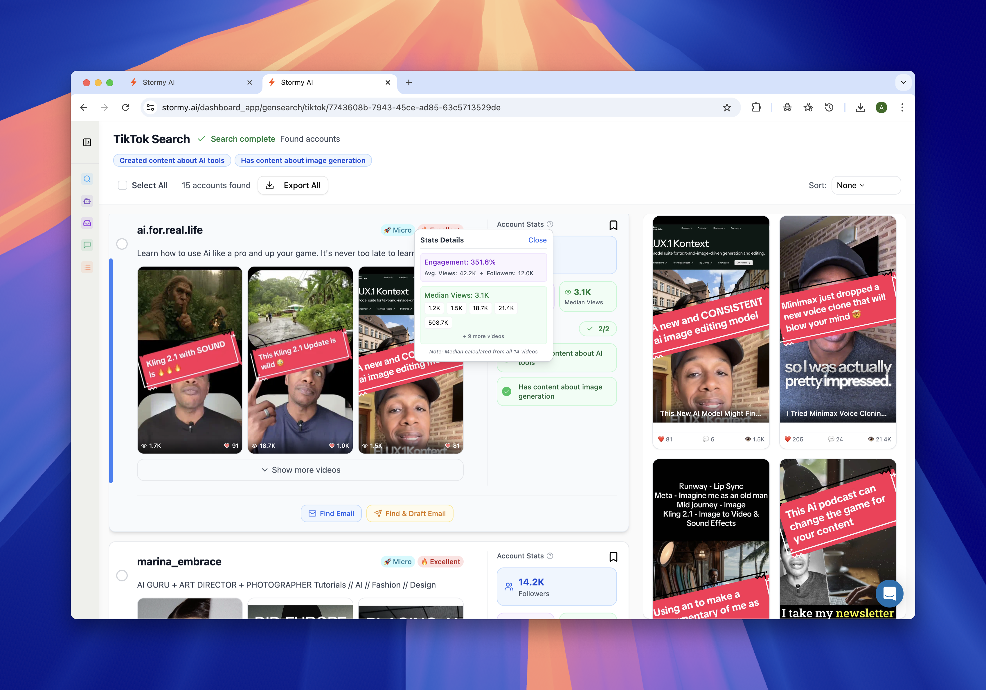 Stormy AI - Screenshot showing the interface and features of this AI tool
