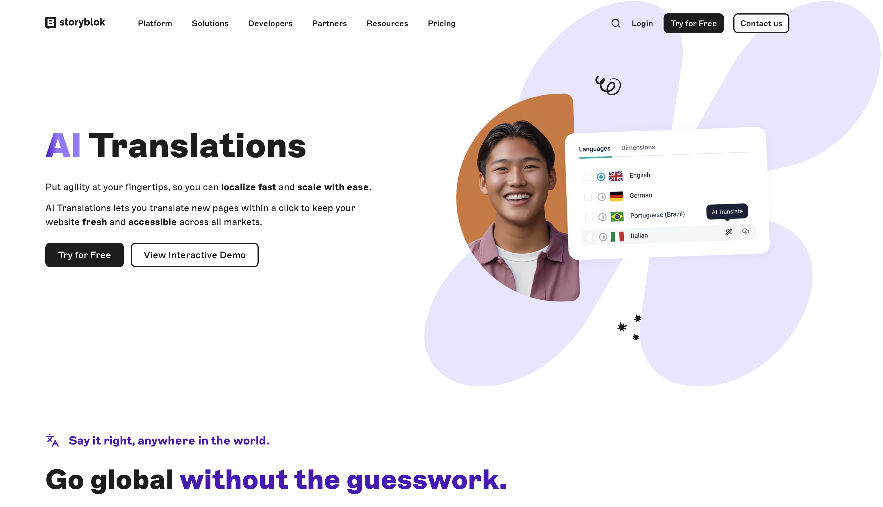 Storyblok AI Translations - Screenshot showing the interface and features of this AI tool