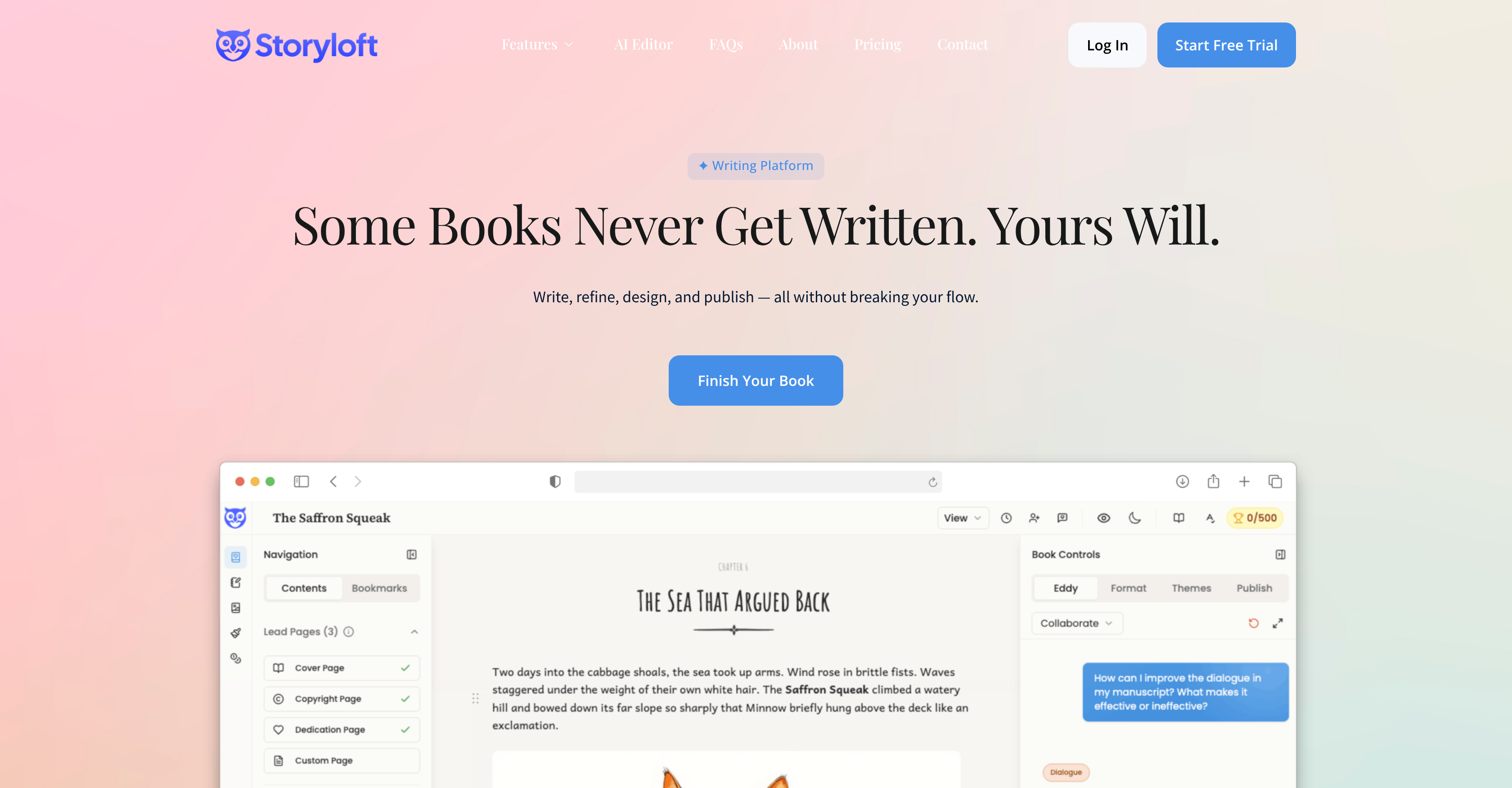 Storyloft - Screenshot showing the interface and features of this AI tool