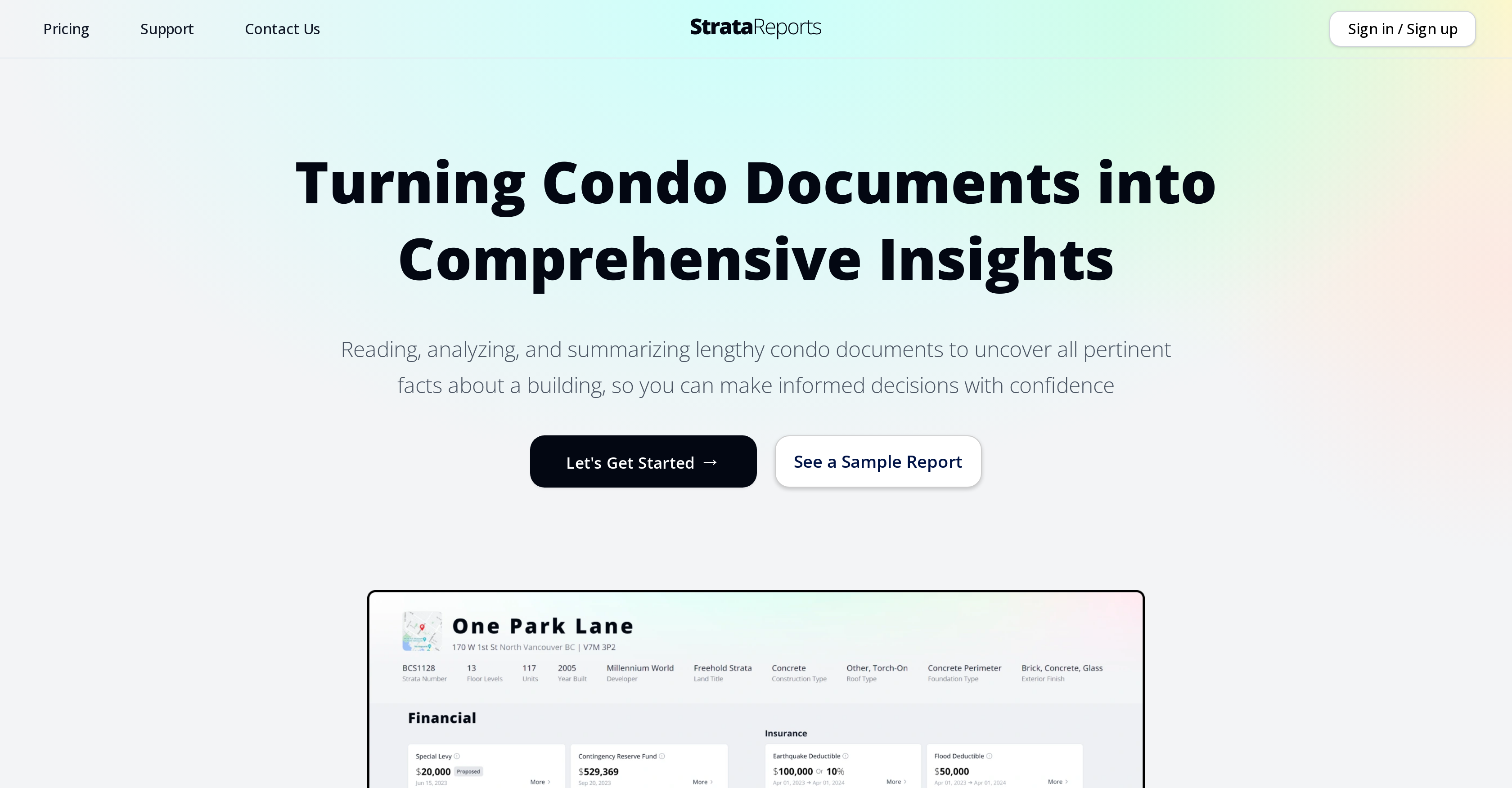 StrataReports - Screenshot showing the interface and features of this AI tool