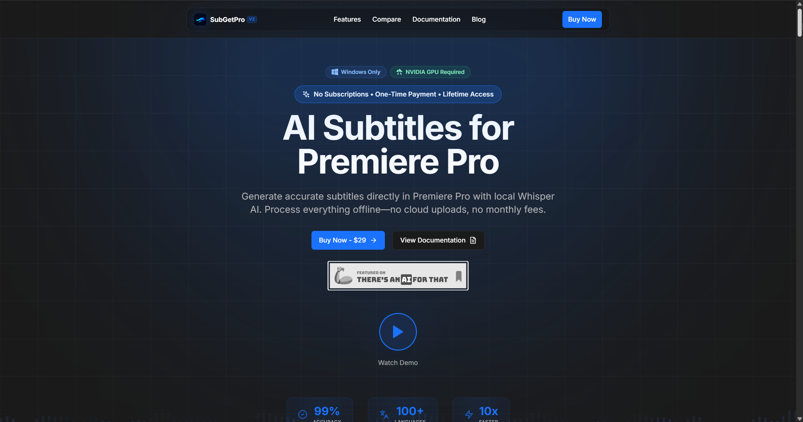 SubGetPro - Screenshot showing the interface and features of this AI tool