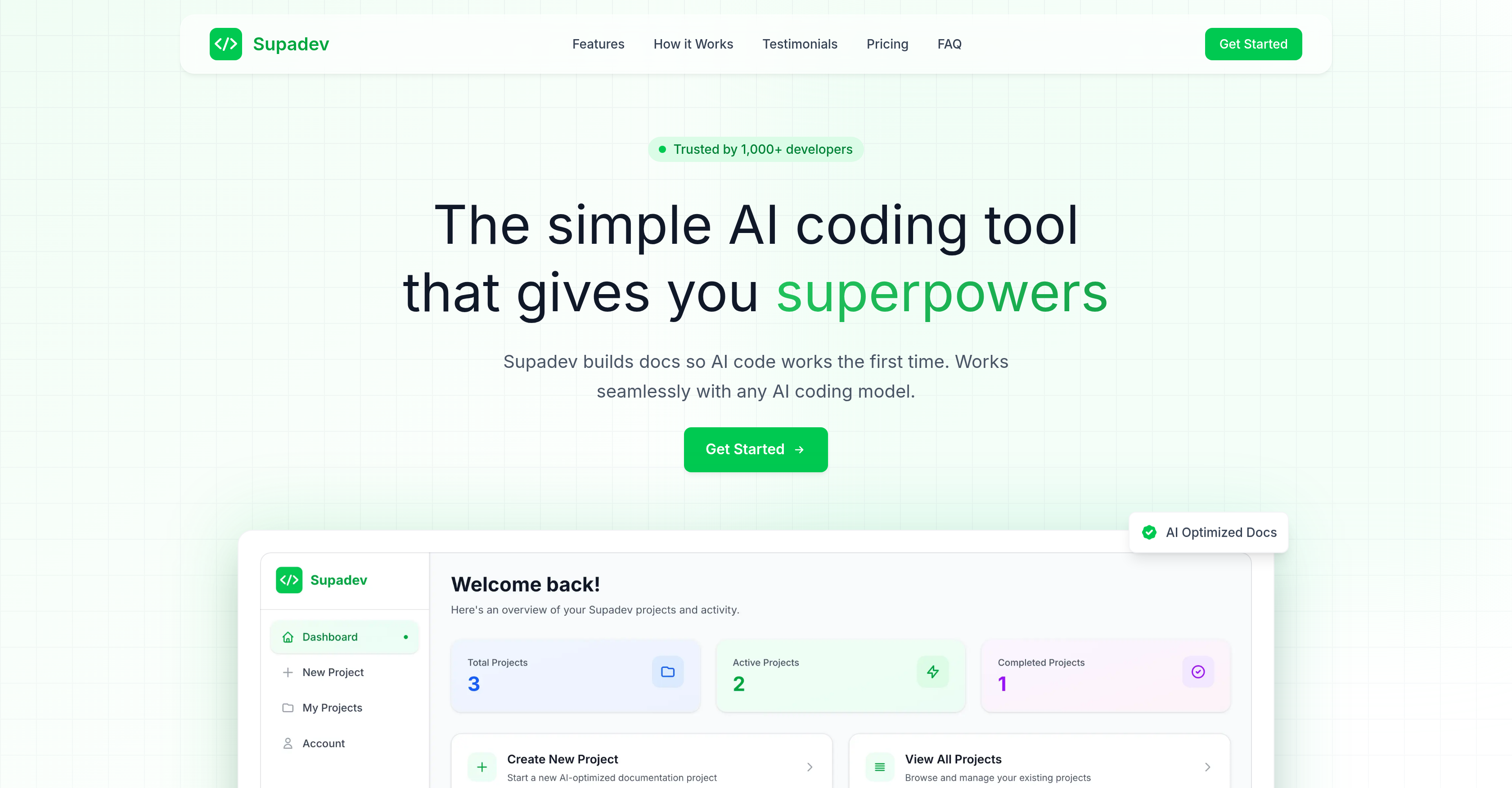 Supadev - Screenshot showing the interface and features of this AI tool
