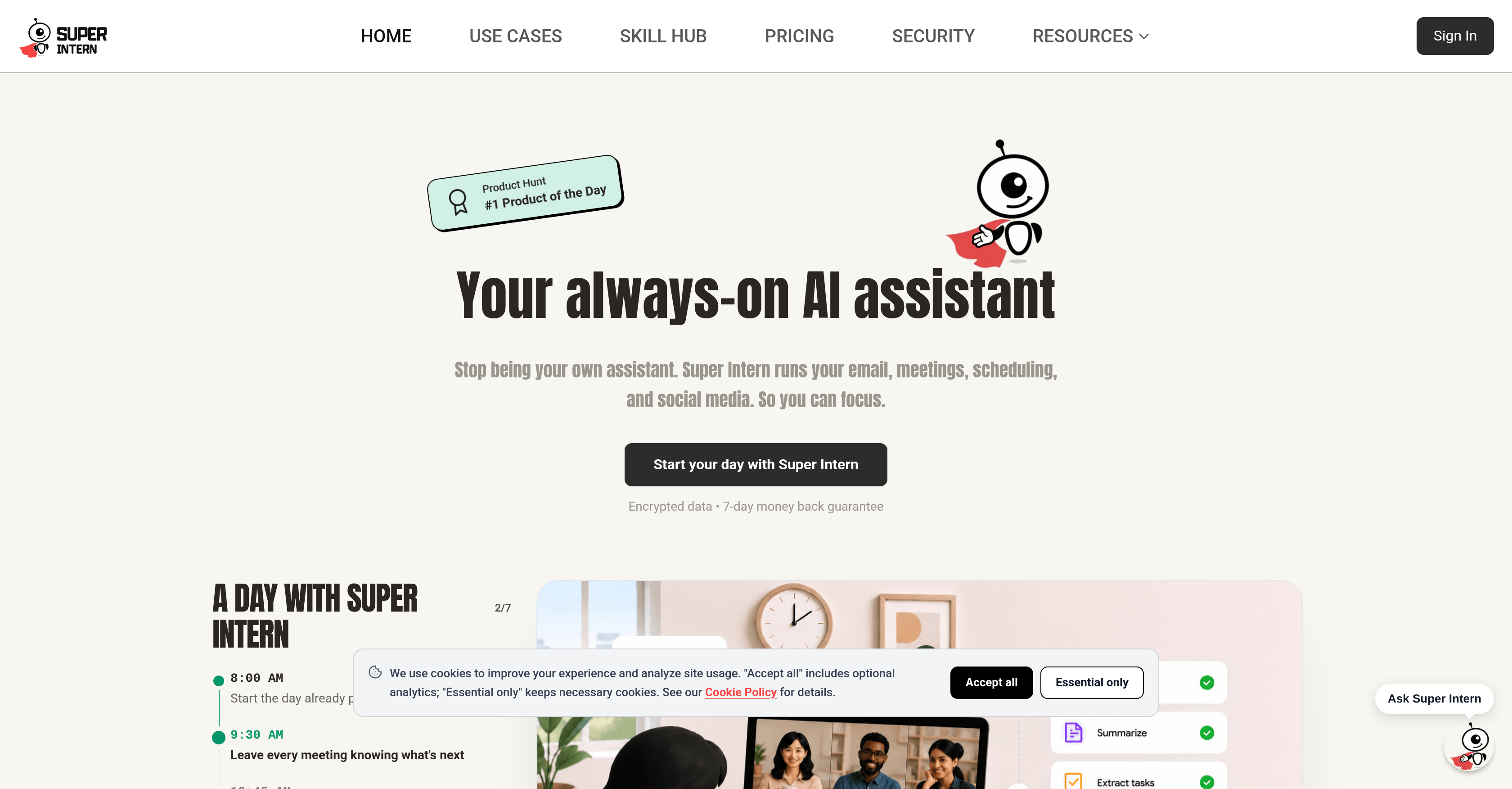 SuperIntern - Screenshot showing the interface and features of this AI tool