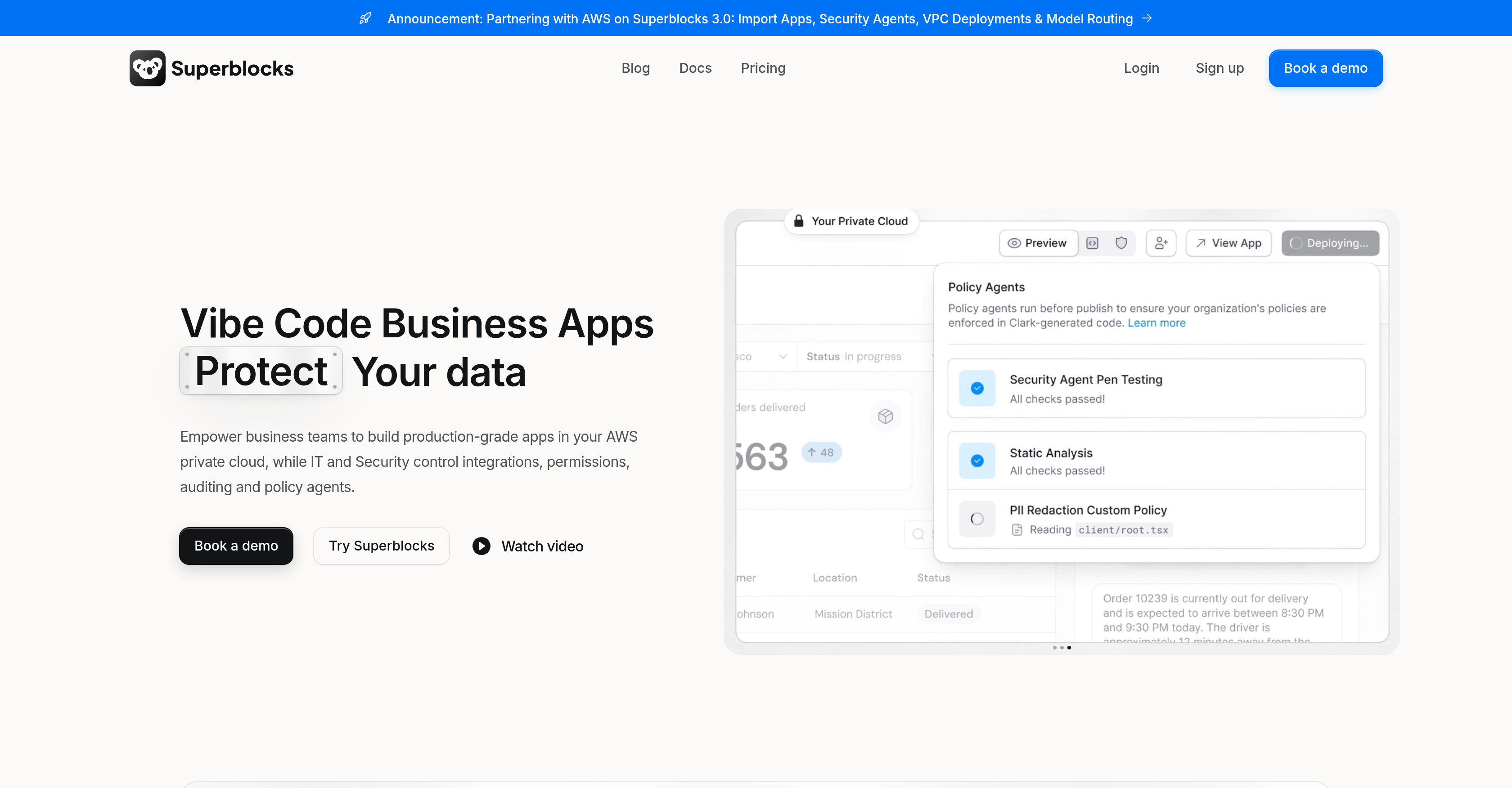 Superblocks - Screenshot showing the interface and features of this AI tool