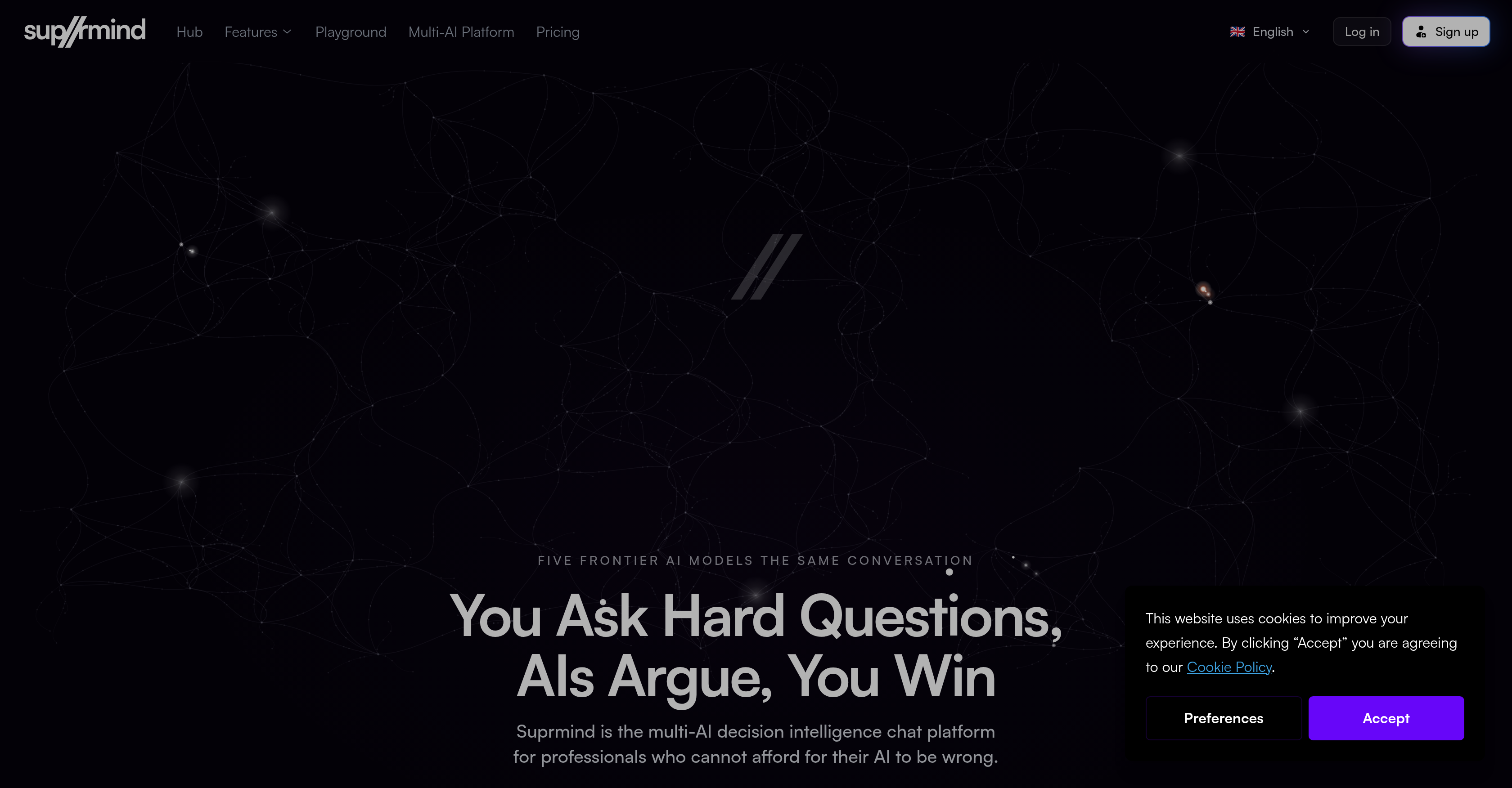 Suprmind - Screenshot showing the interface and features of this AI tool