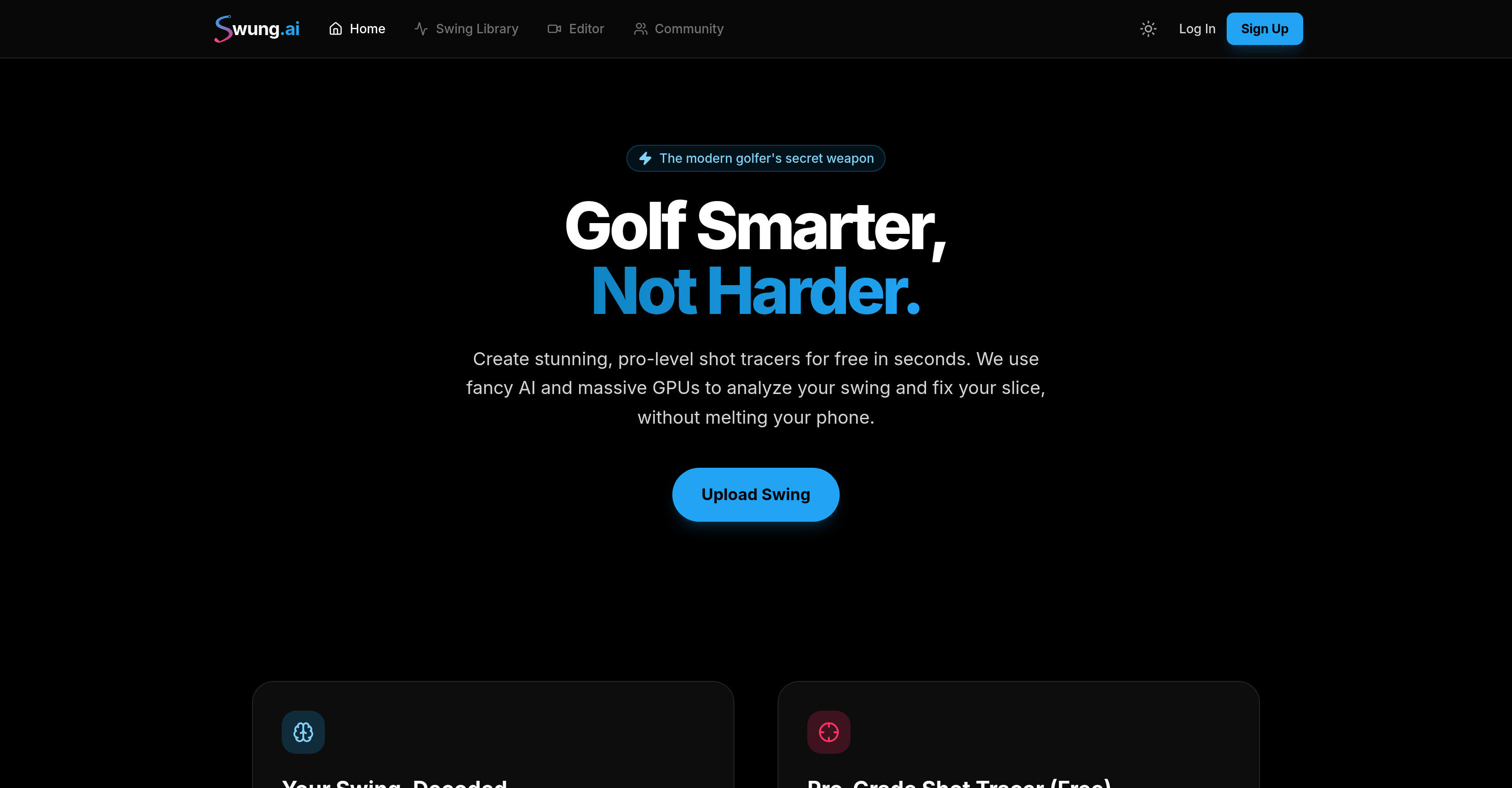 swung.ai - Screenshot showing the interface and features of this AI tool