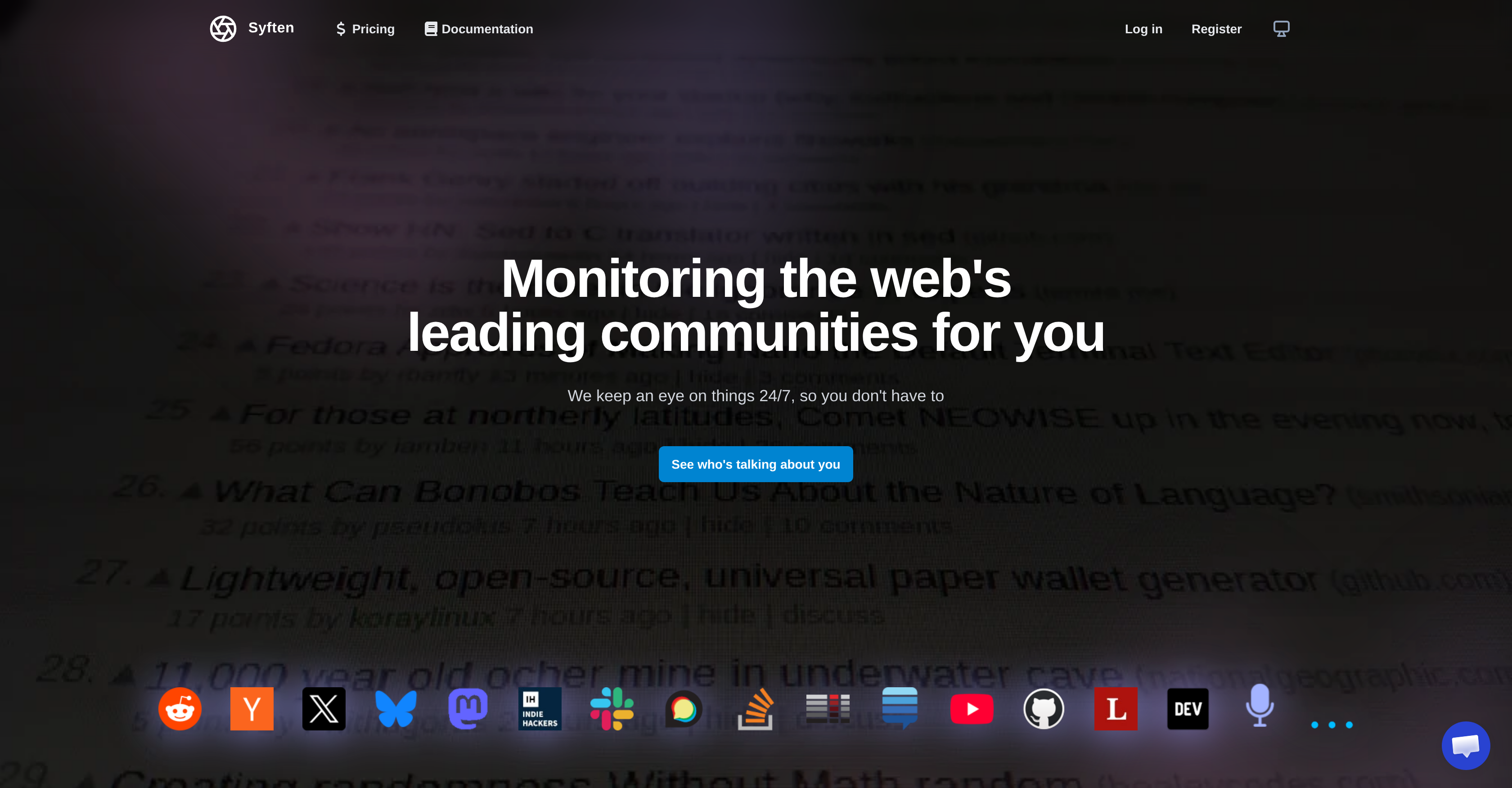 Syften - Screenshot showing the interface and features of this AI tool