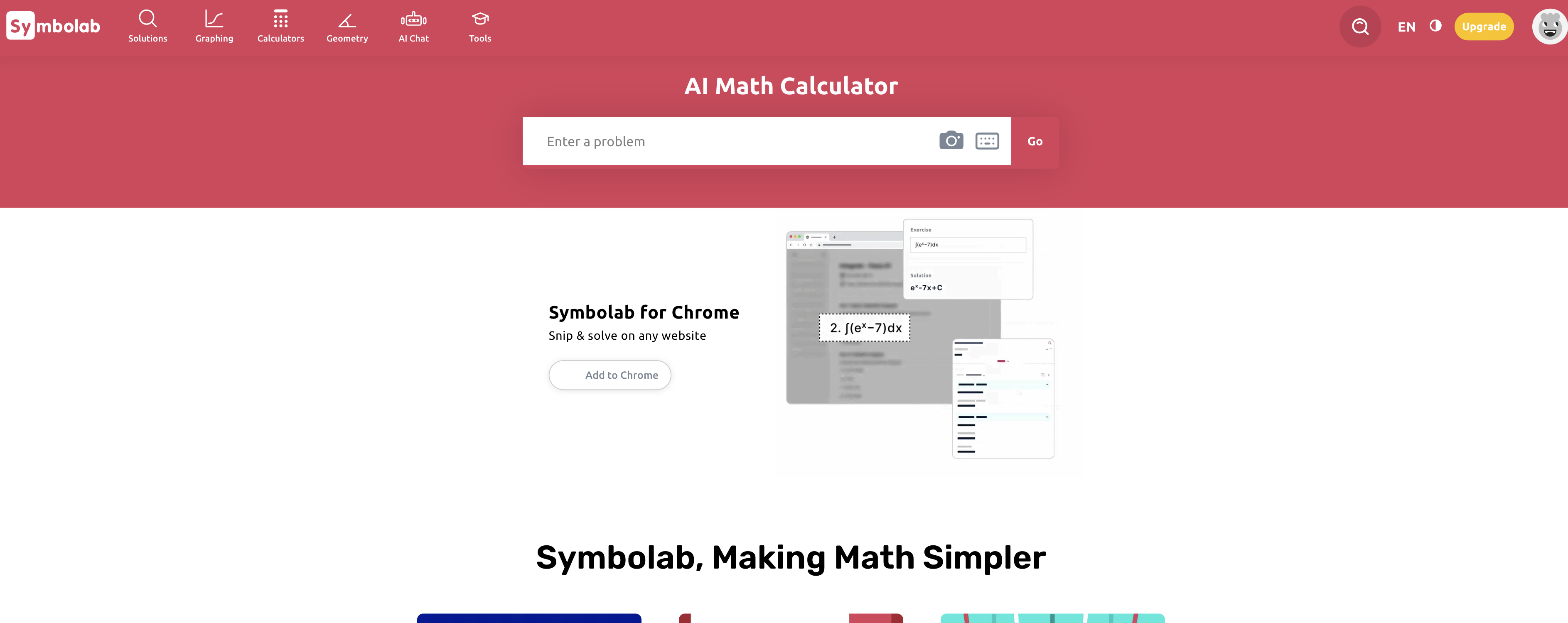 Symbolab - Screenshot showing the interface and features of this AI tool
