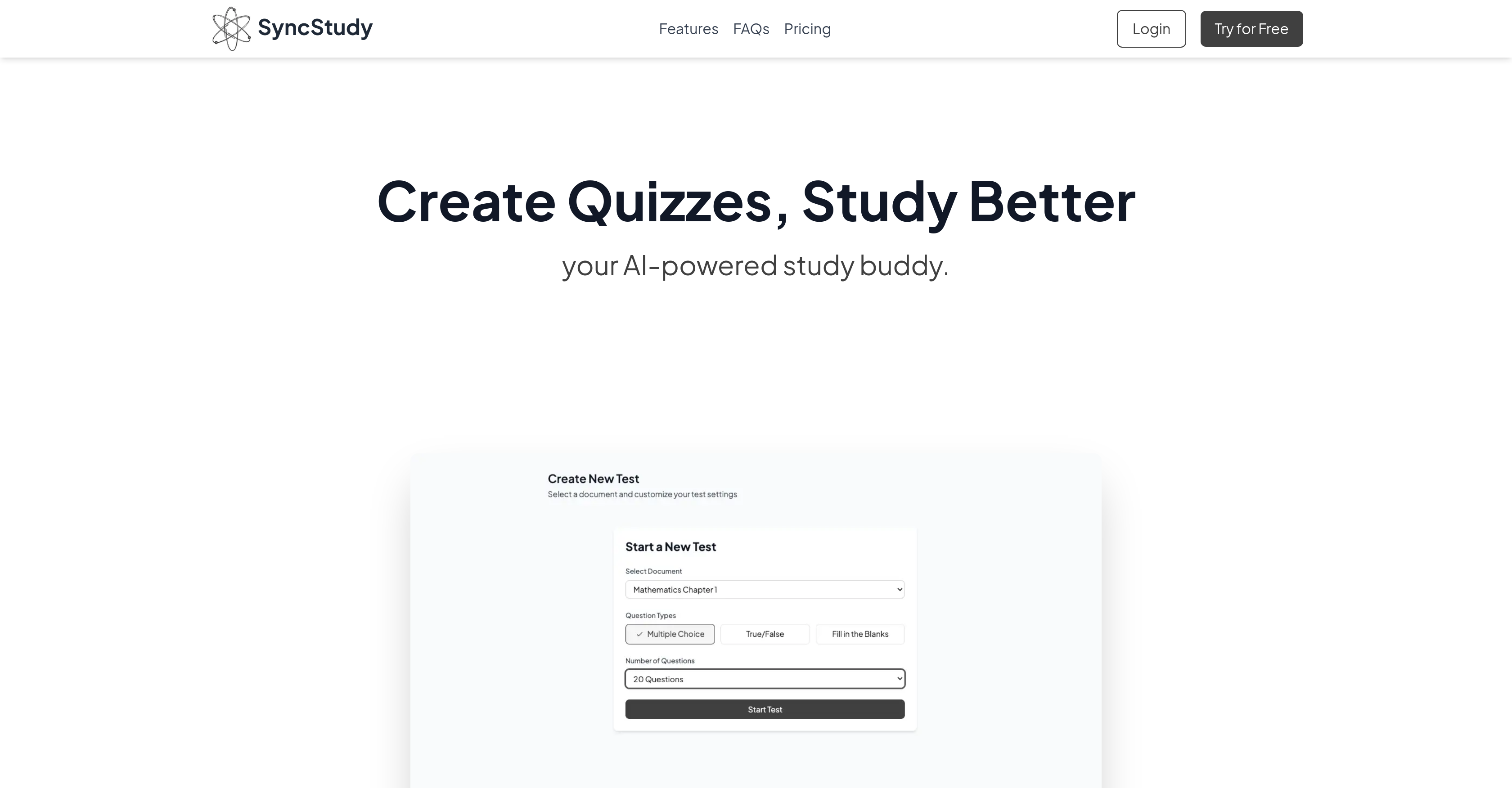 SyncStudy - Screenshot showing the interface and features of this AI tool