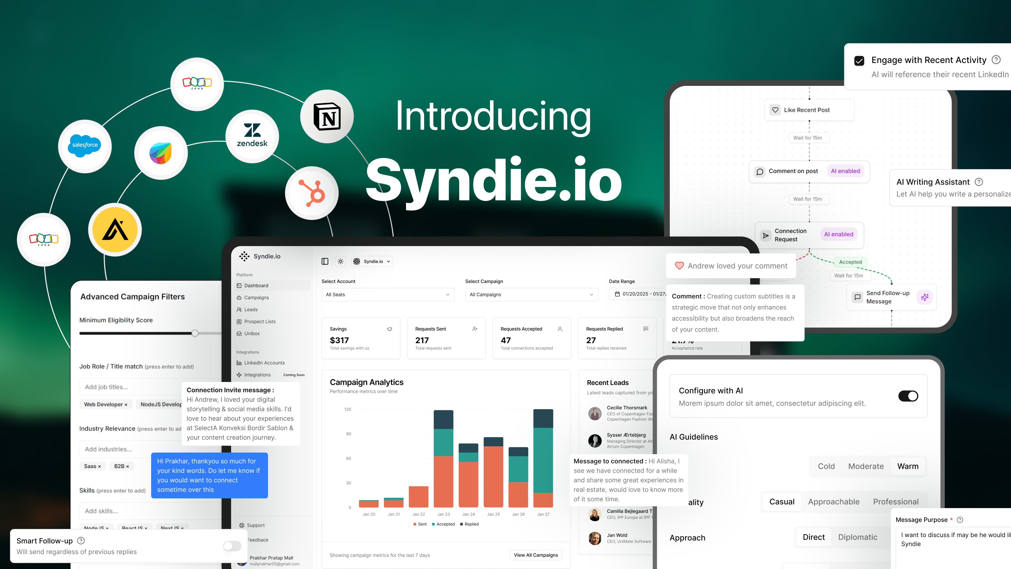 Syndie.io - Screenshot showing the interface and features of this AI tool
