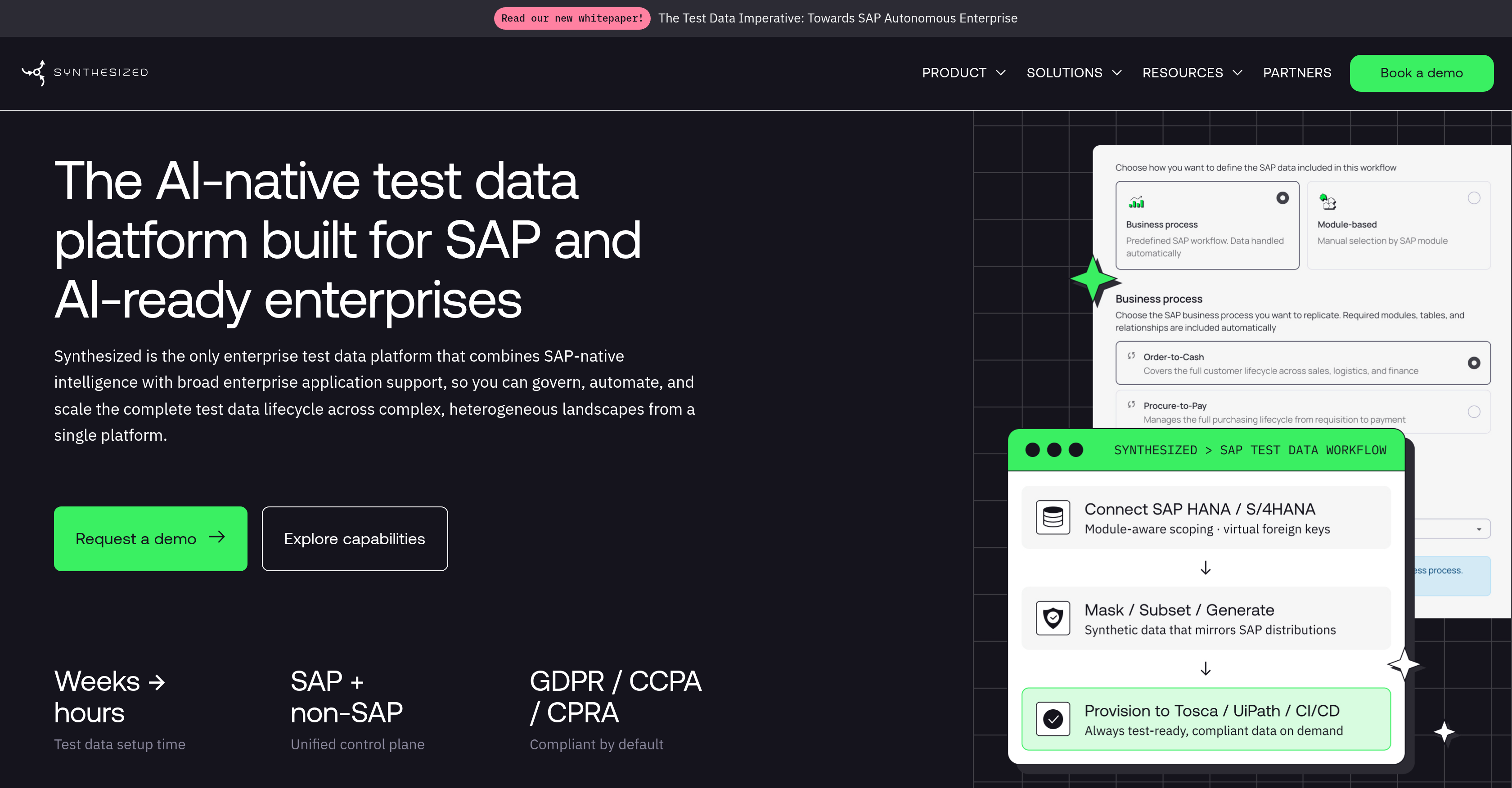 Synthesized SAP - Screenshot showing the interface and features of this AI tool