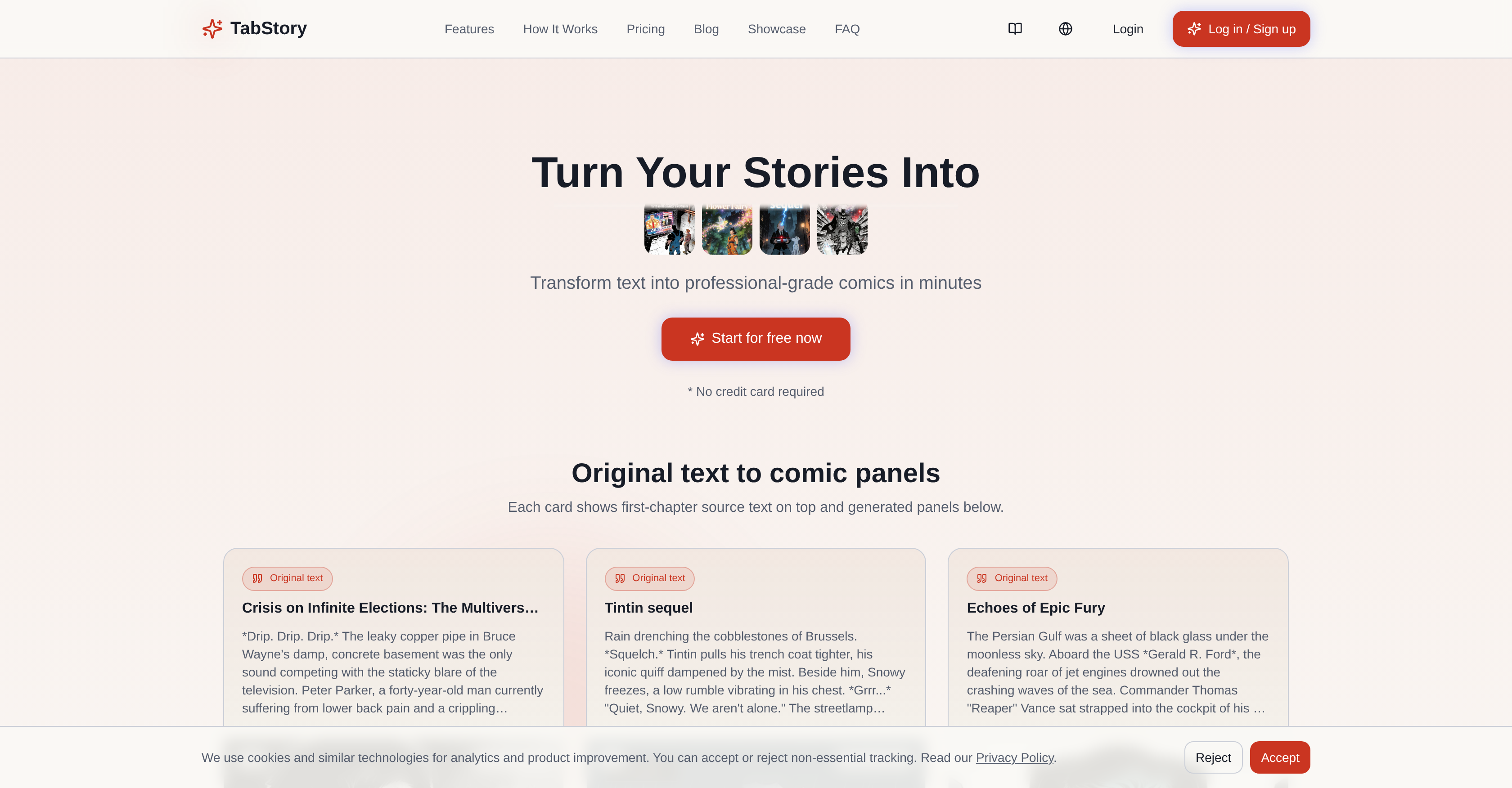 Tab Story - Screenshot showing the interface and features of this AI tool