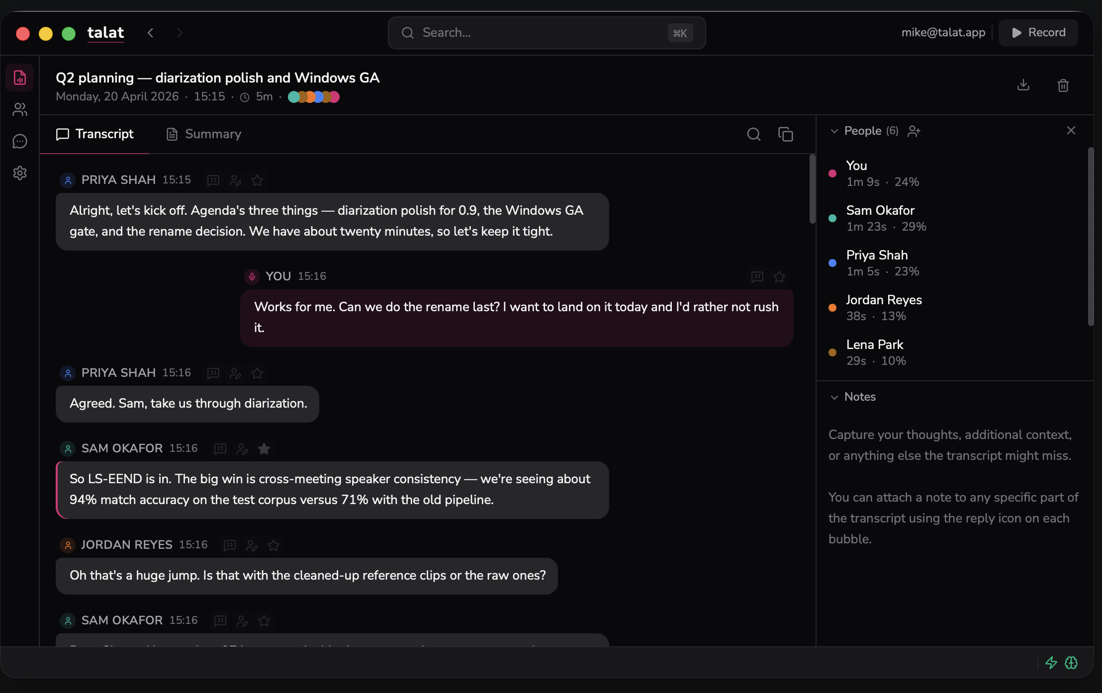talat - Screenshot showing the interface and features of this AI tool