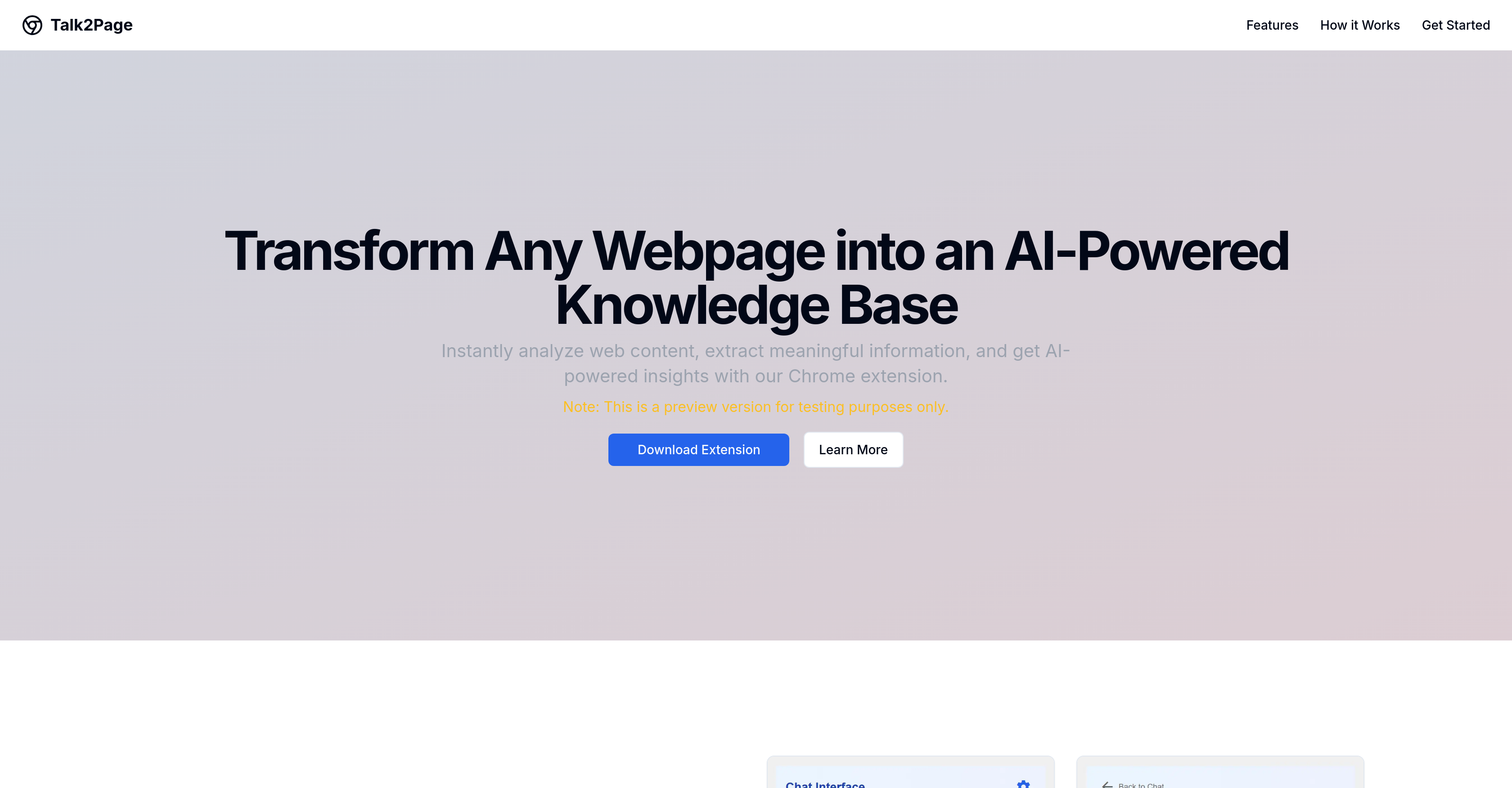 Talk2Page - Screenshot showing the interface and features of this AI tool