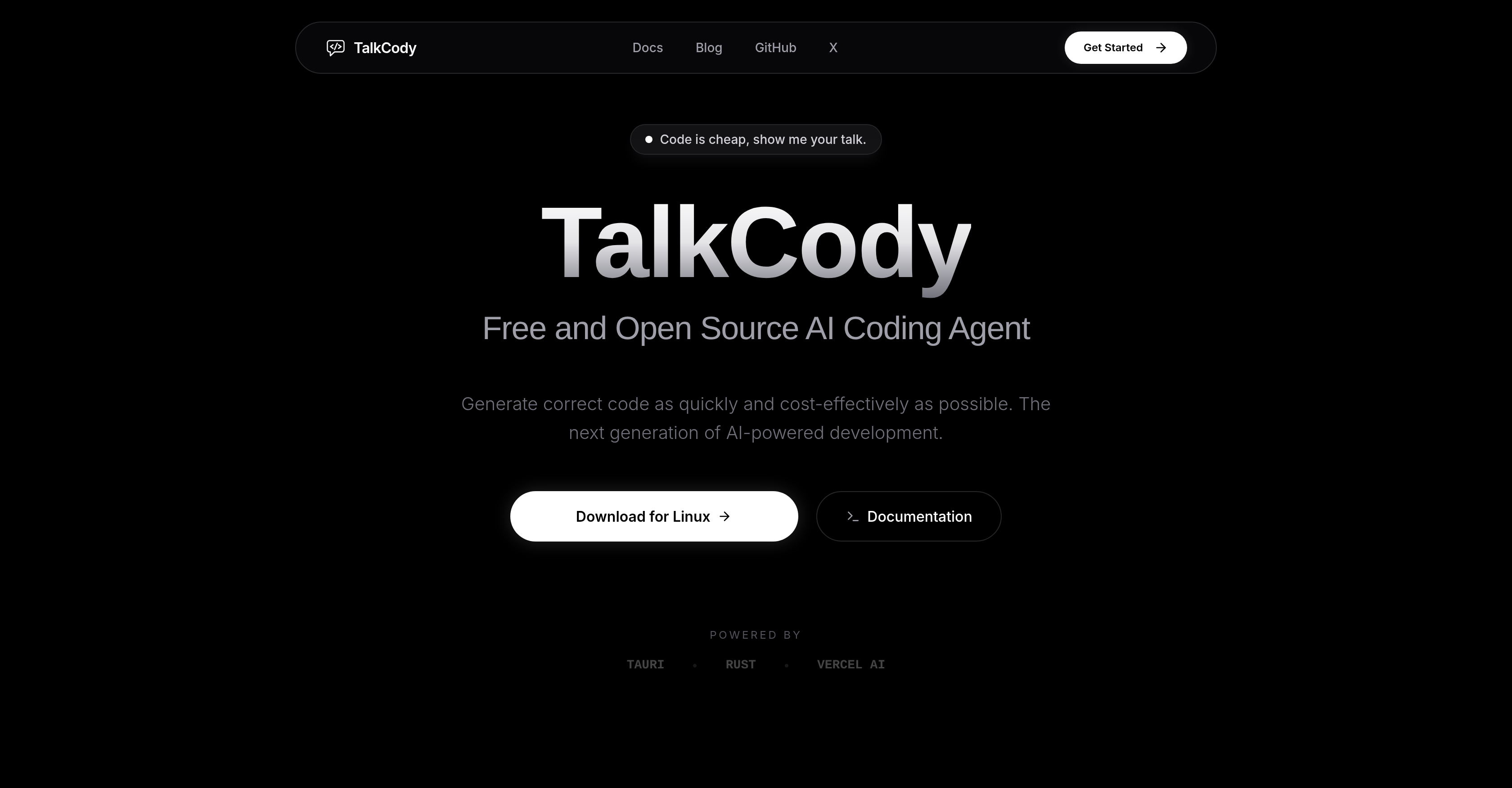 TalkCody - Screenshot showing the interface and features of this AI tool