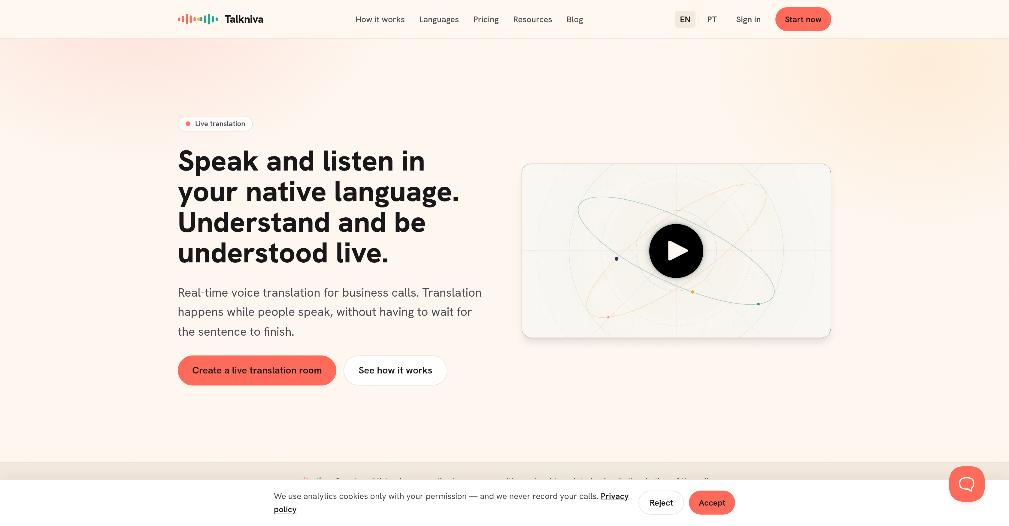 Talkniva - Screenshot showing the interface and features of this AI tool