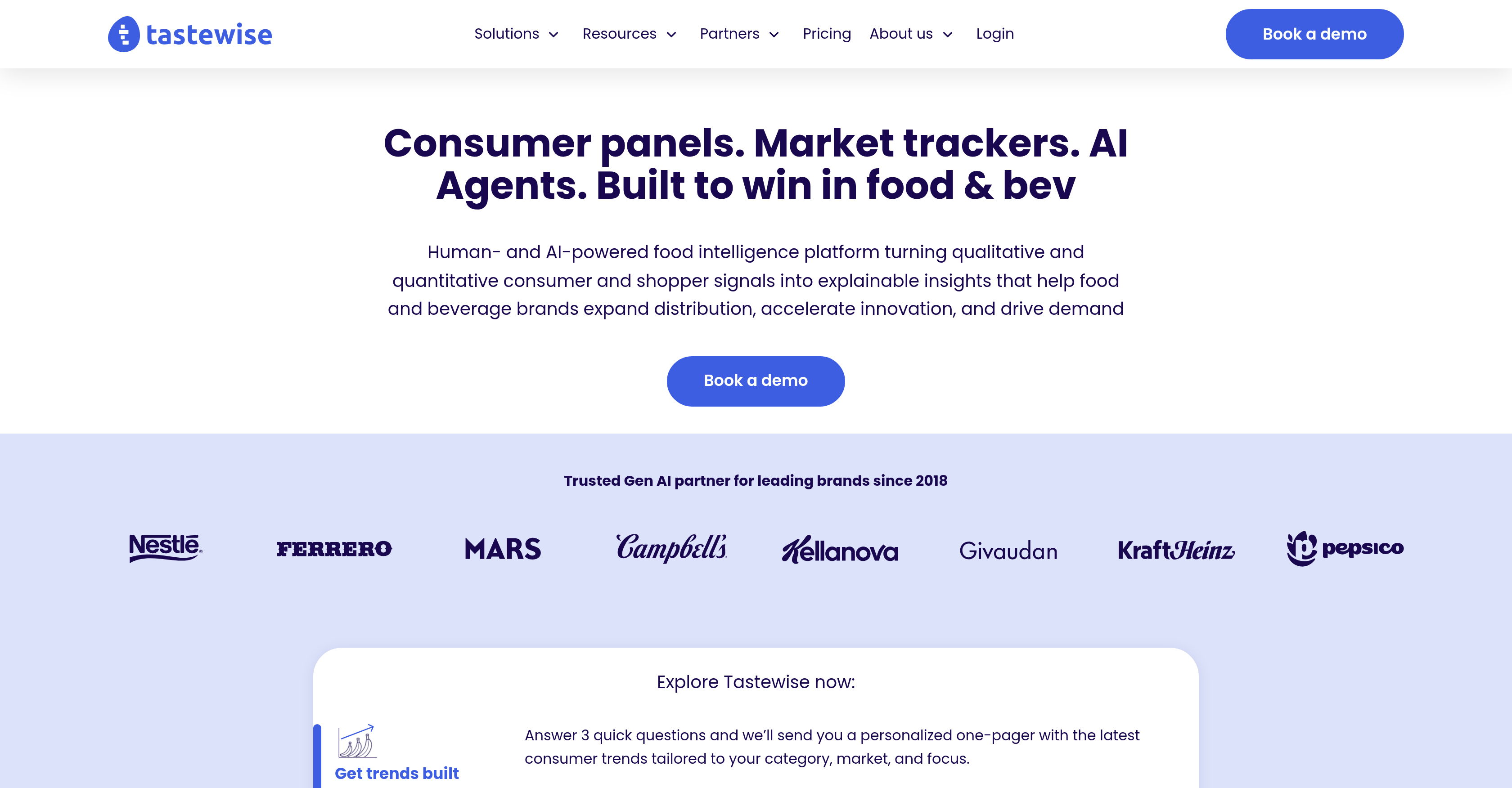 Tastewise - Screenshot showing the interface and features of this AI tool
