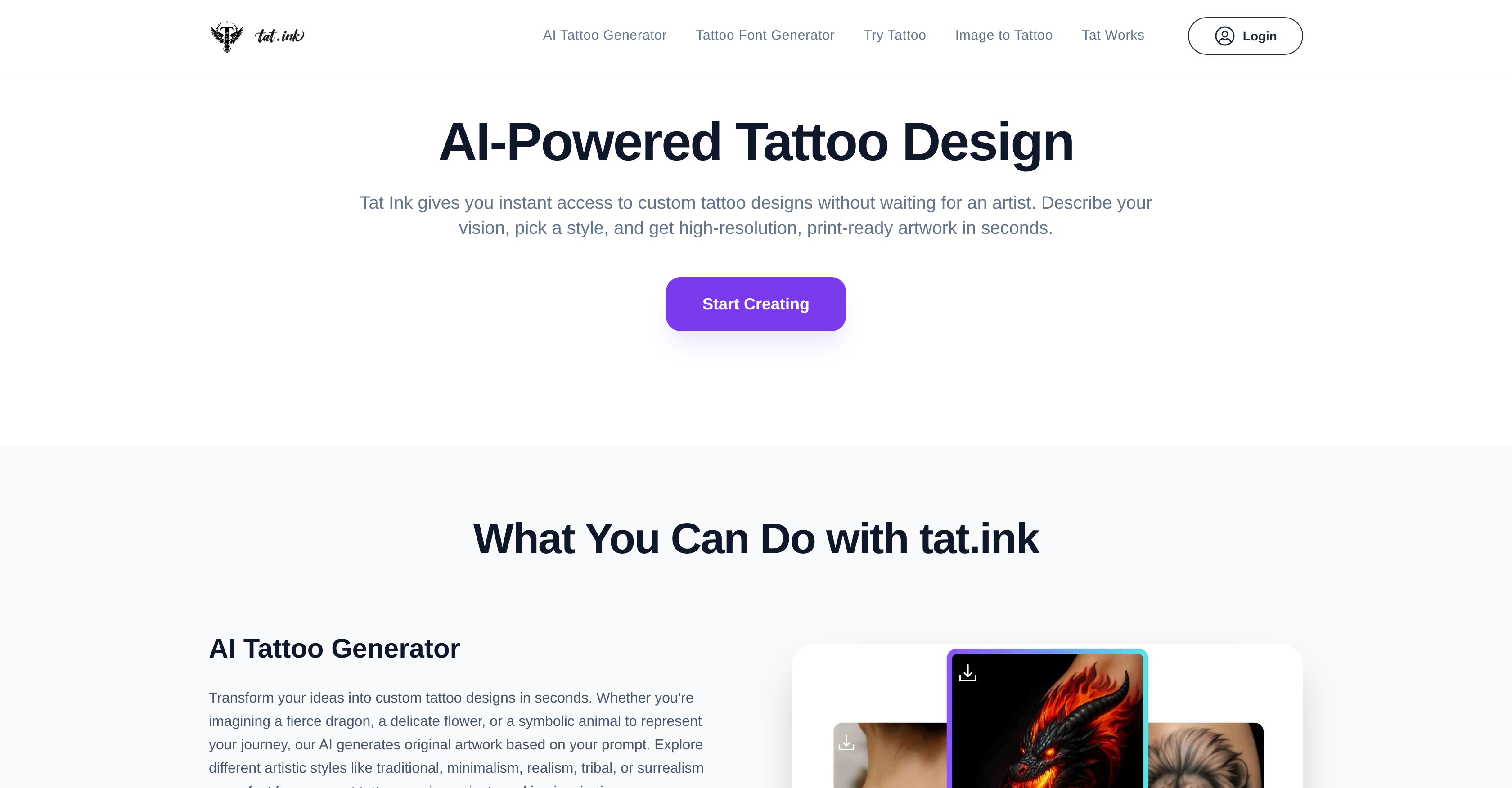 Tat Ink - Screenshot showing the interface and features of this AI tool