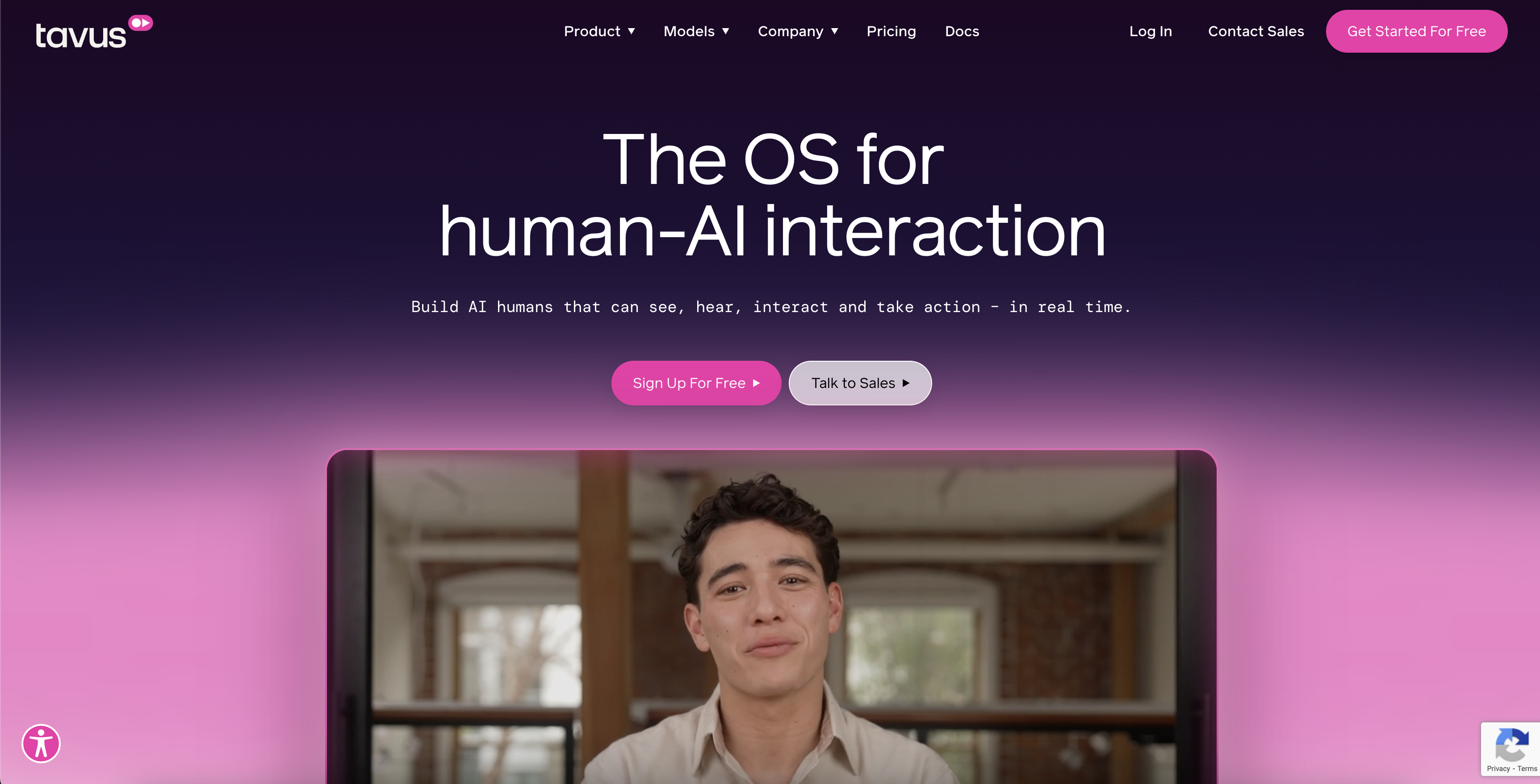 Tavus - Screenshot showing the interface and features of this AI tool