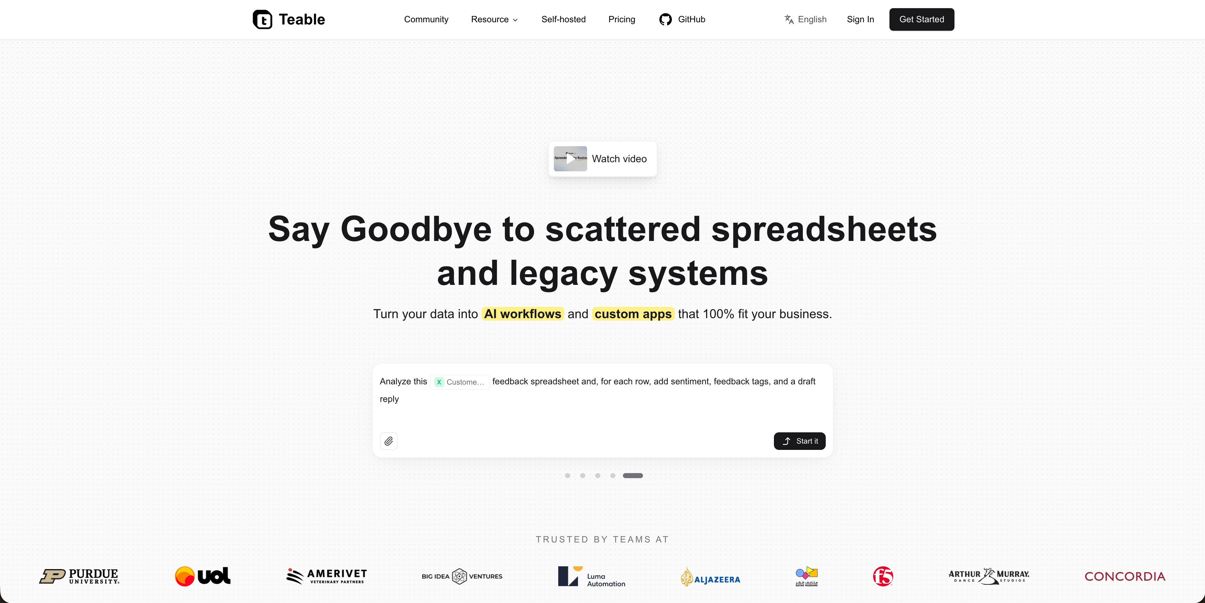 Teable - Screenshot showing the interface and features of this AI tool