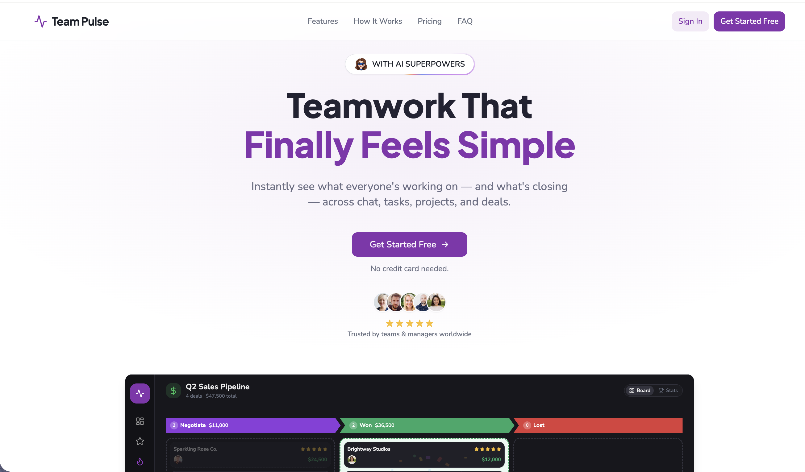 Team Pulse - Screenshot showing the interface and features of this AI tool