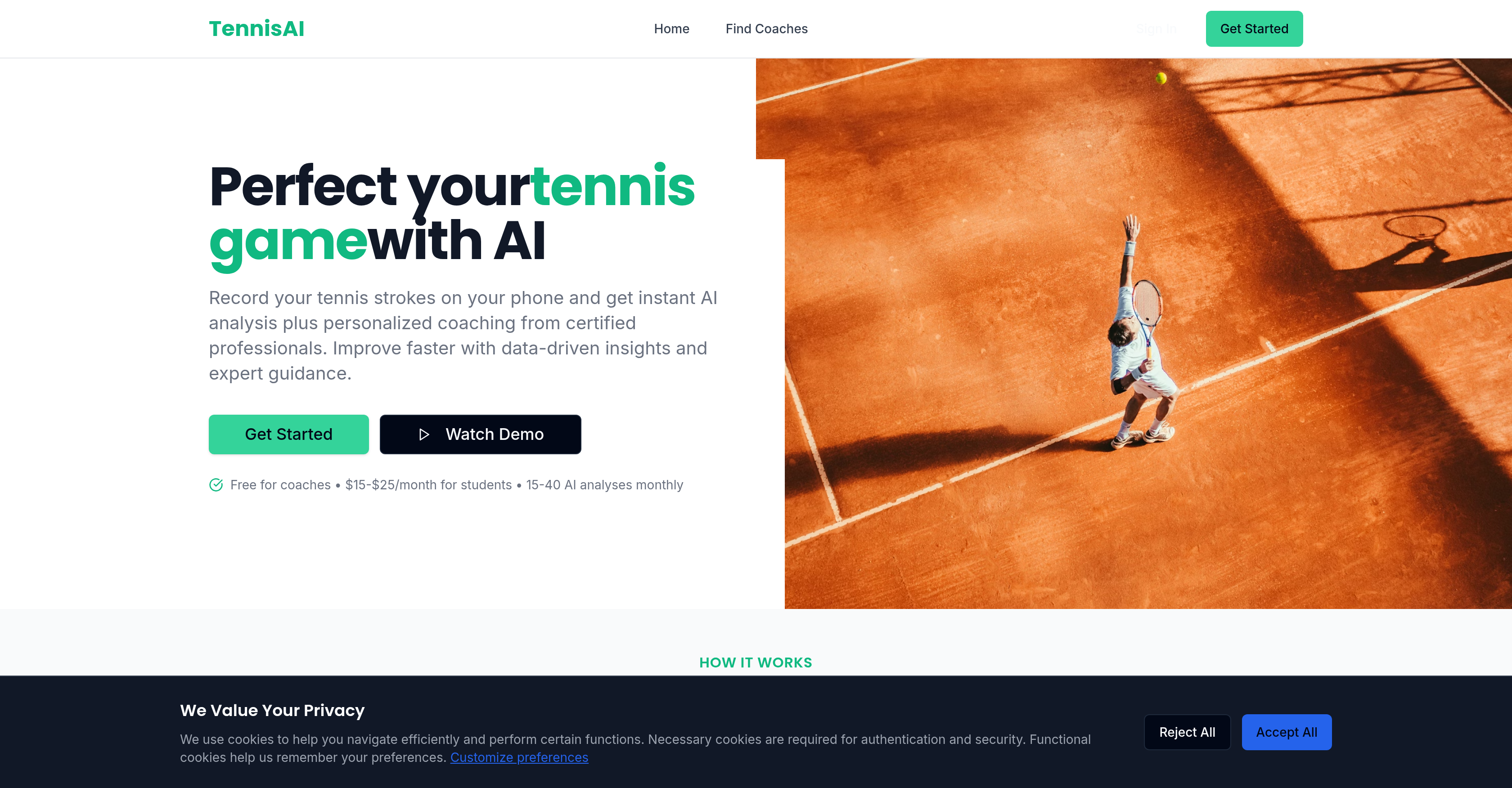 TennisAI - Screenshot showing the interface and features of this AI tool