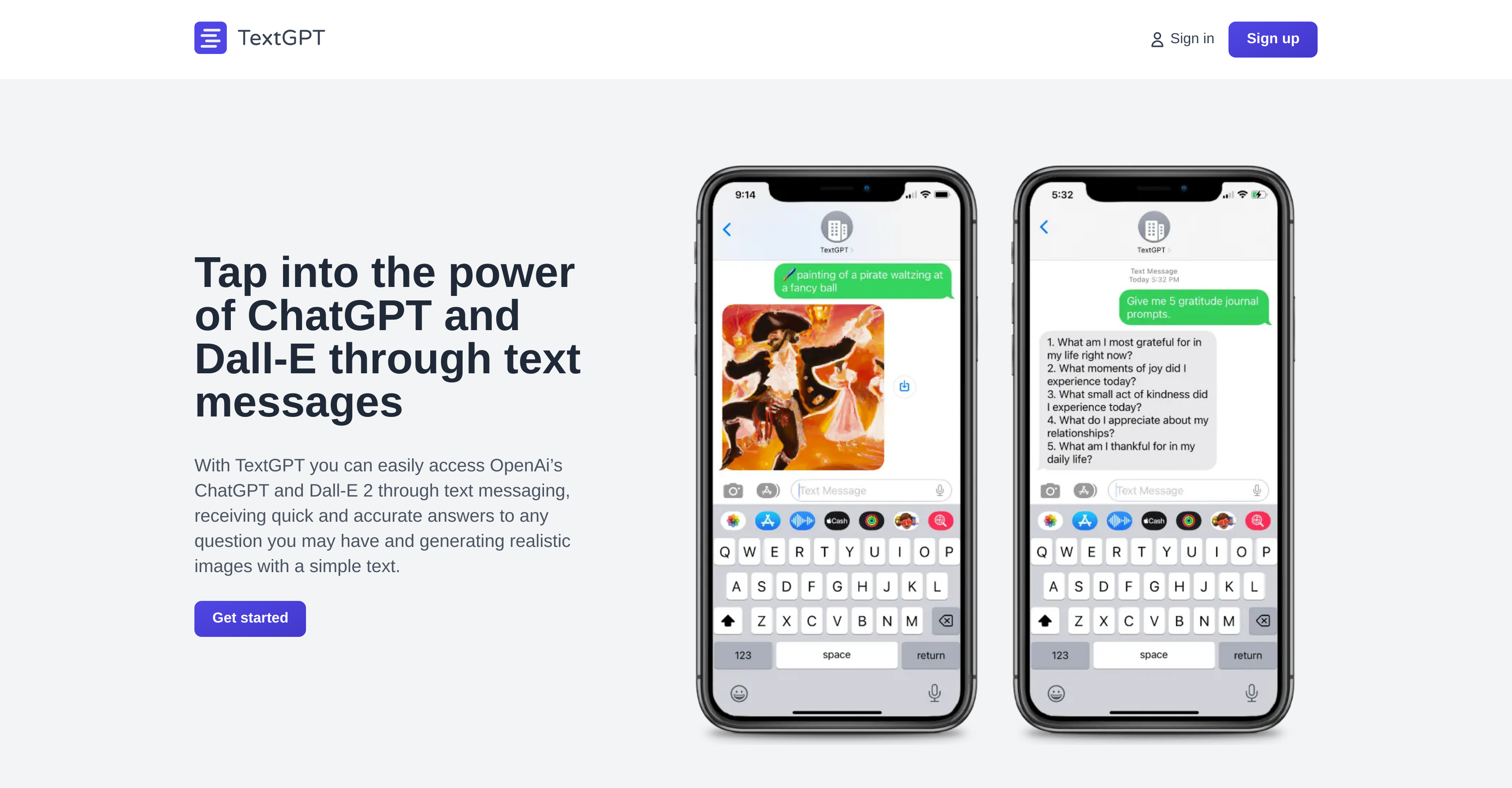 Text GPT - Screenshot showing the interface and features of this AI tool