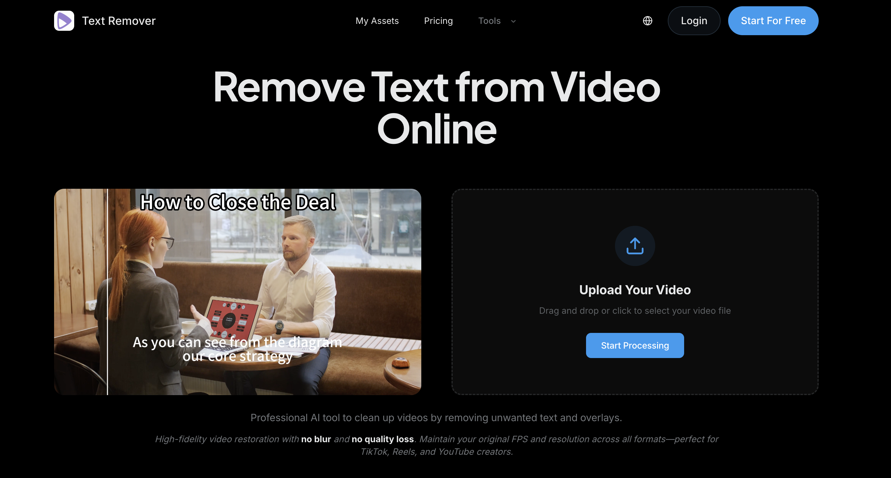 Remove Text From Video – AI Subtitle & Watermark Re... - Screenshot showing the interface and features of this AI tool