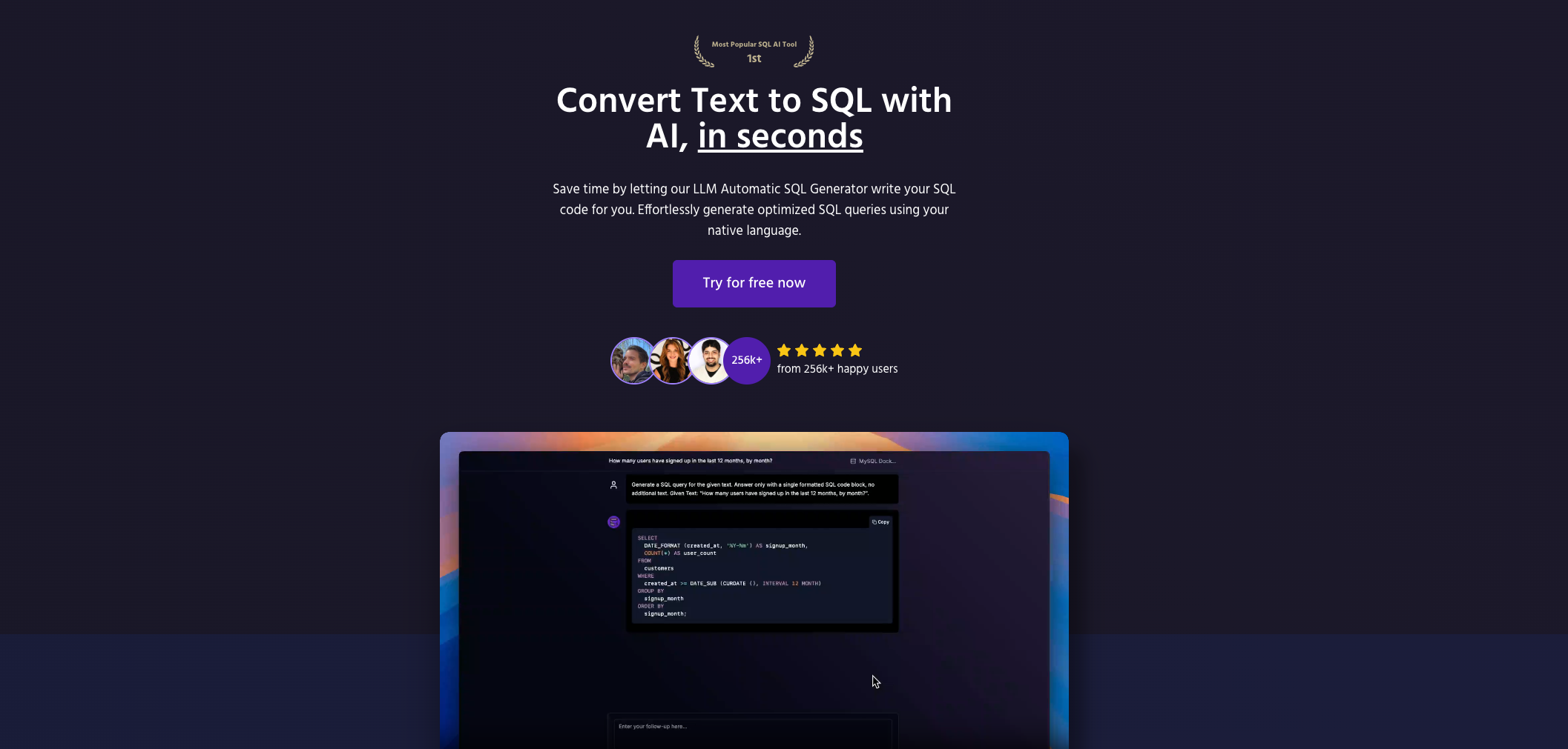 Text2SQL.ai - Screenshot showing the interface and features of this AI tool