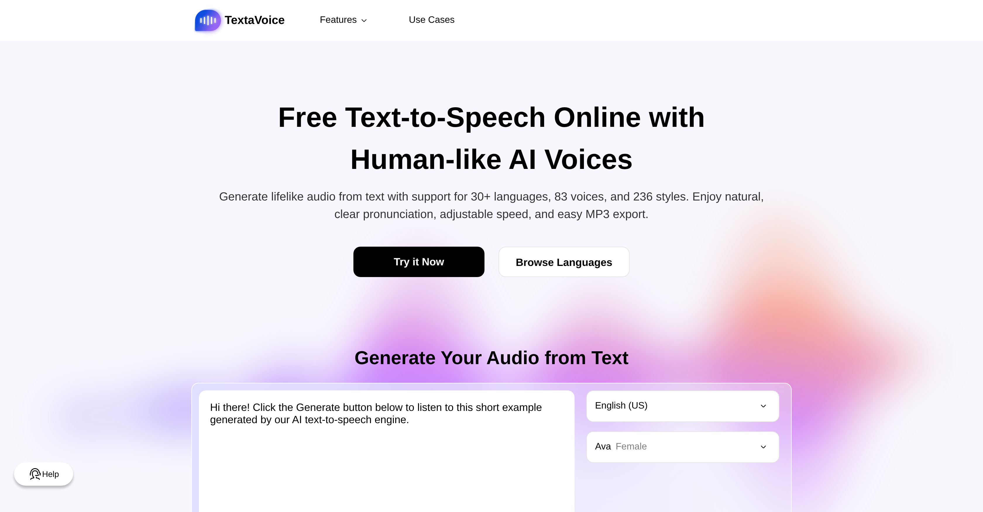 TextaVoice - Free Text to Speech - Screenshot showing the interface and features of this AI tool