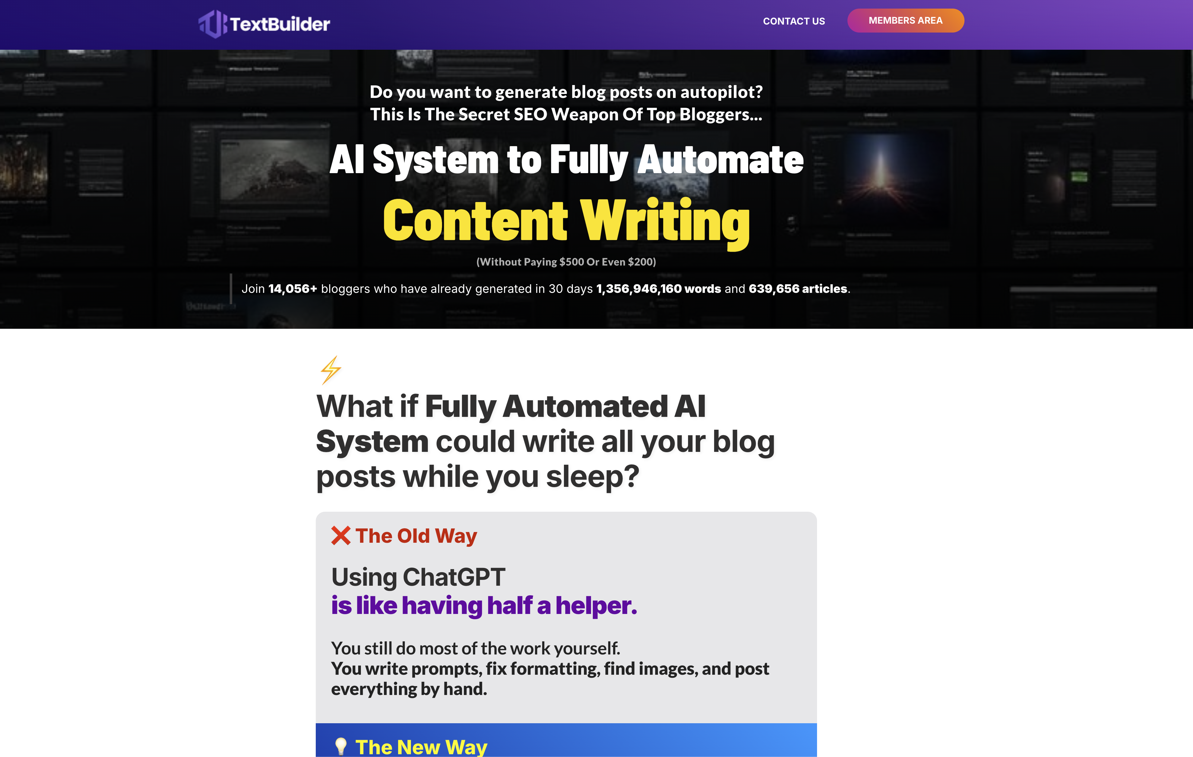TextBuilder.ai - Screenshot showing the interface and features of this AI tool