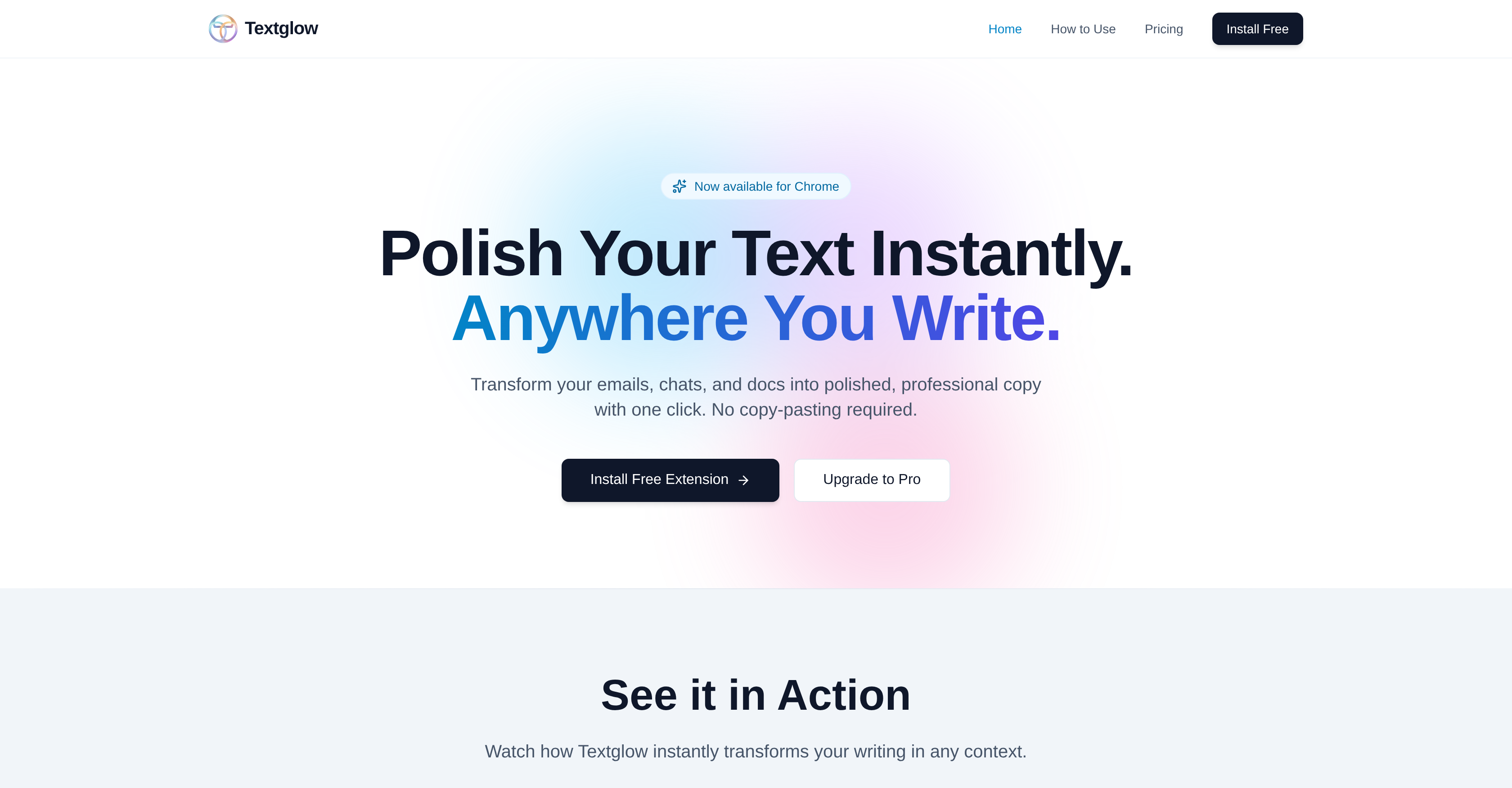 Textglow - Screenshot showing the interface and features of this AI tool