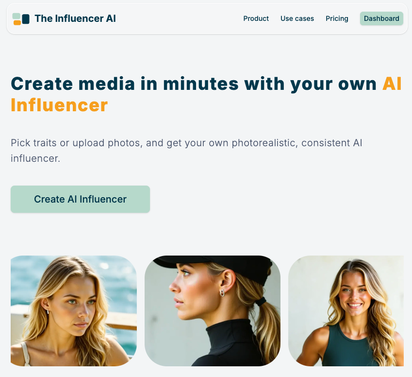 The Influencer AIv1.2.0 - Screenshot showing the interface and features of this AI tool