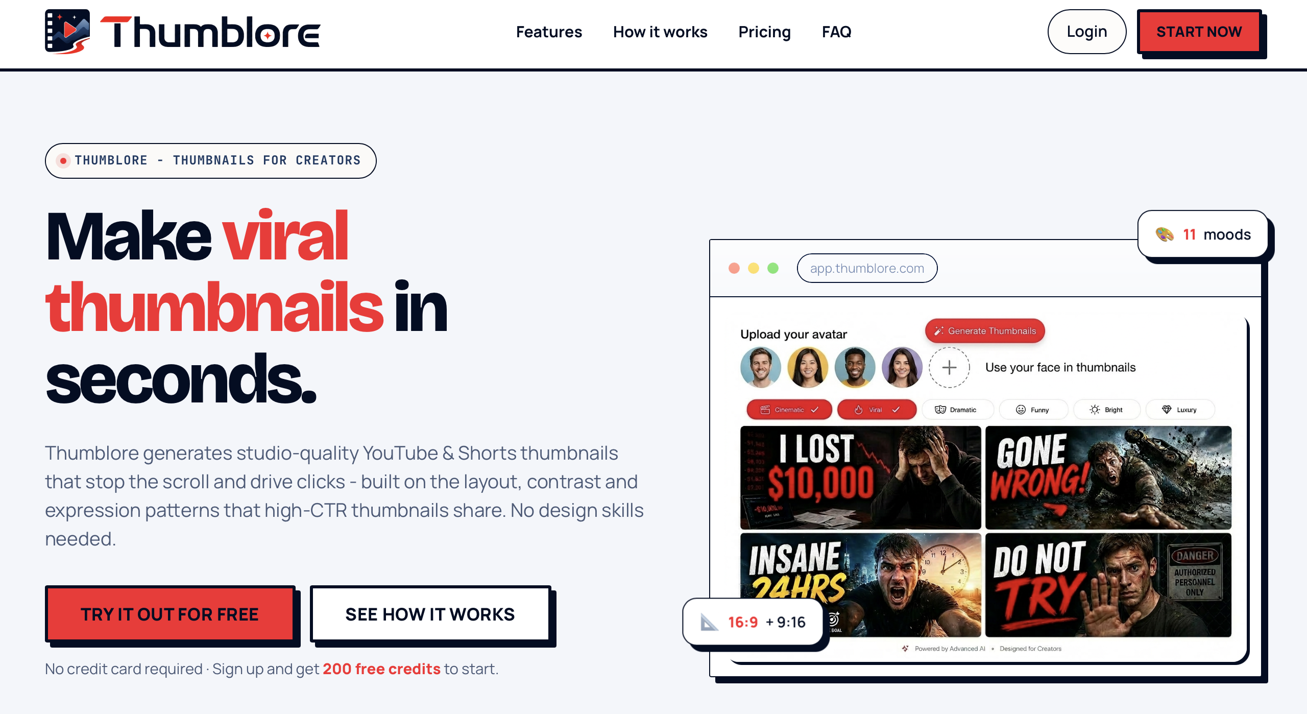 Thumblore - Screenshot showing the interface and features of this AI tool