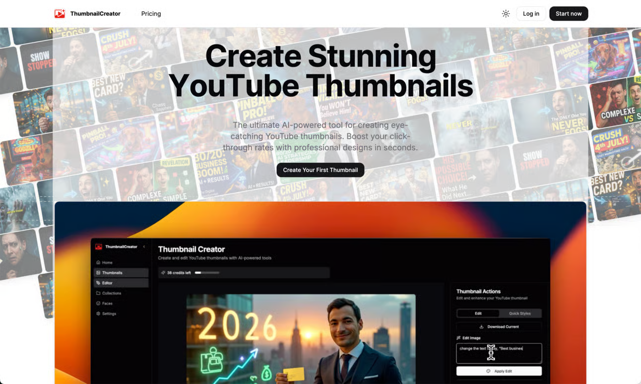 ThumbnailCreator.comv1.3 - Screenshot showing the interface and features of this AI tool