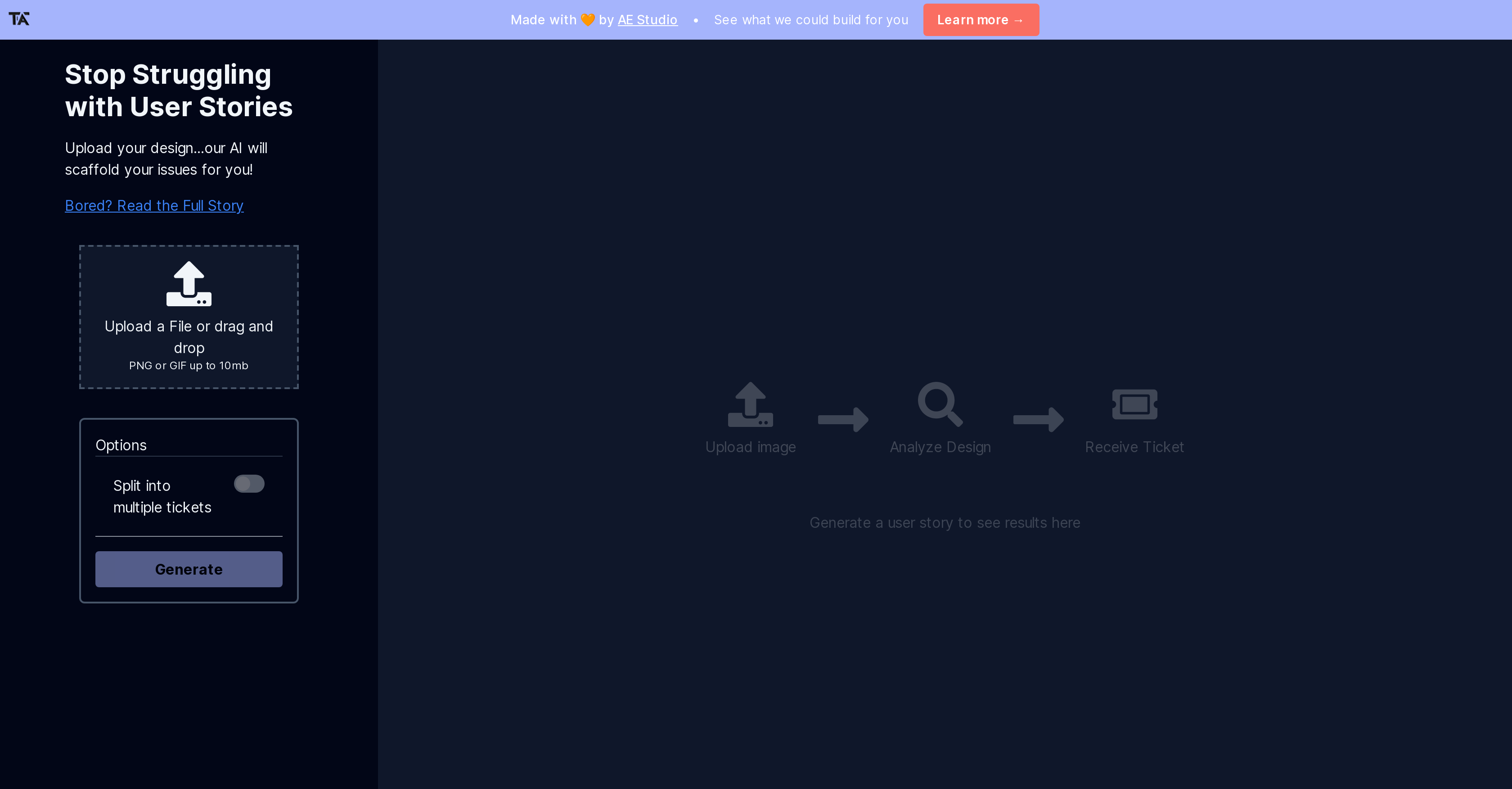 Ticket Artisan - Screenshot showing the interface and features of this AI tool