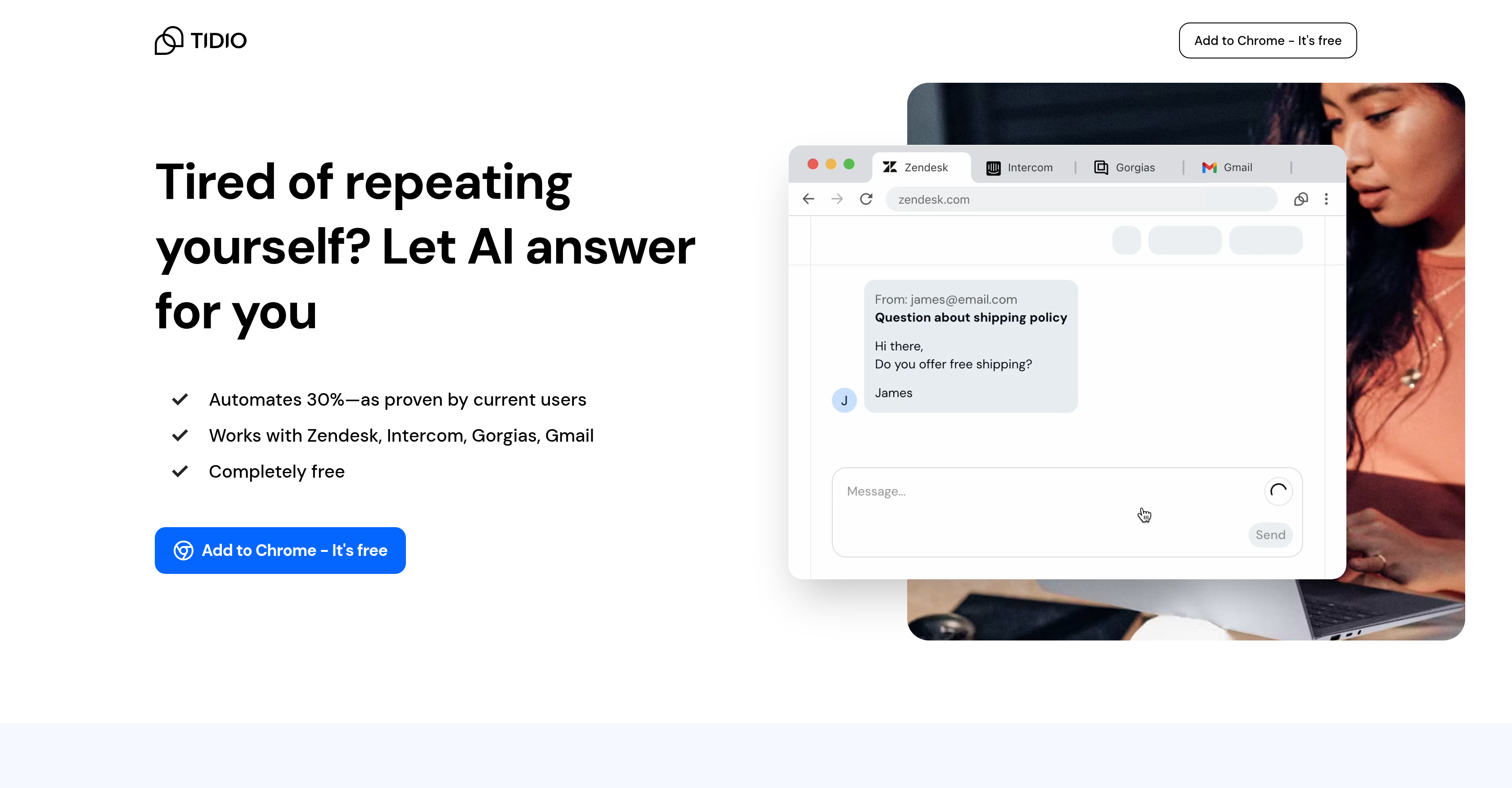 Tidio Copilot - Screenshot showing the interface and features of this AI tool