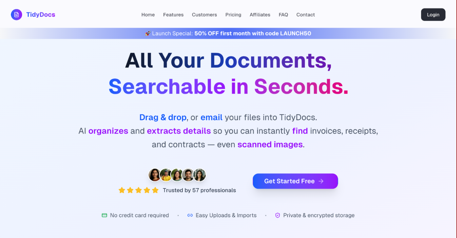 TidyDocs - Screenshot showing the interface and features of this AI tool